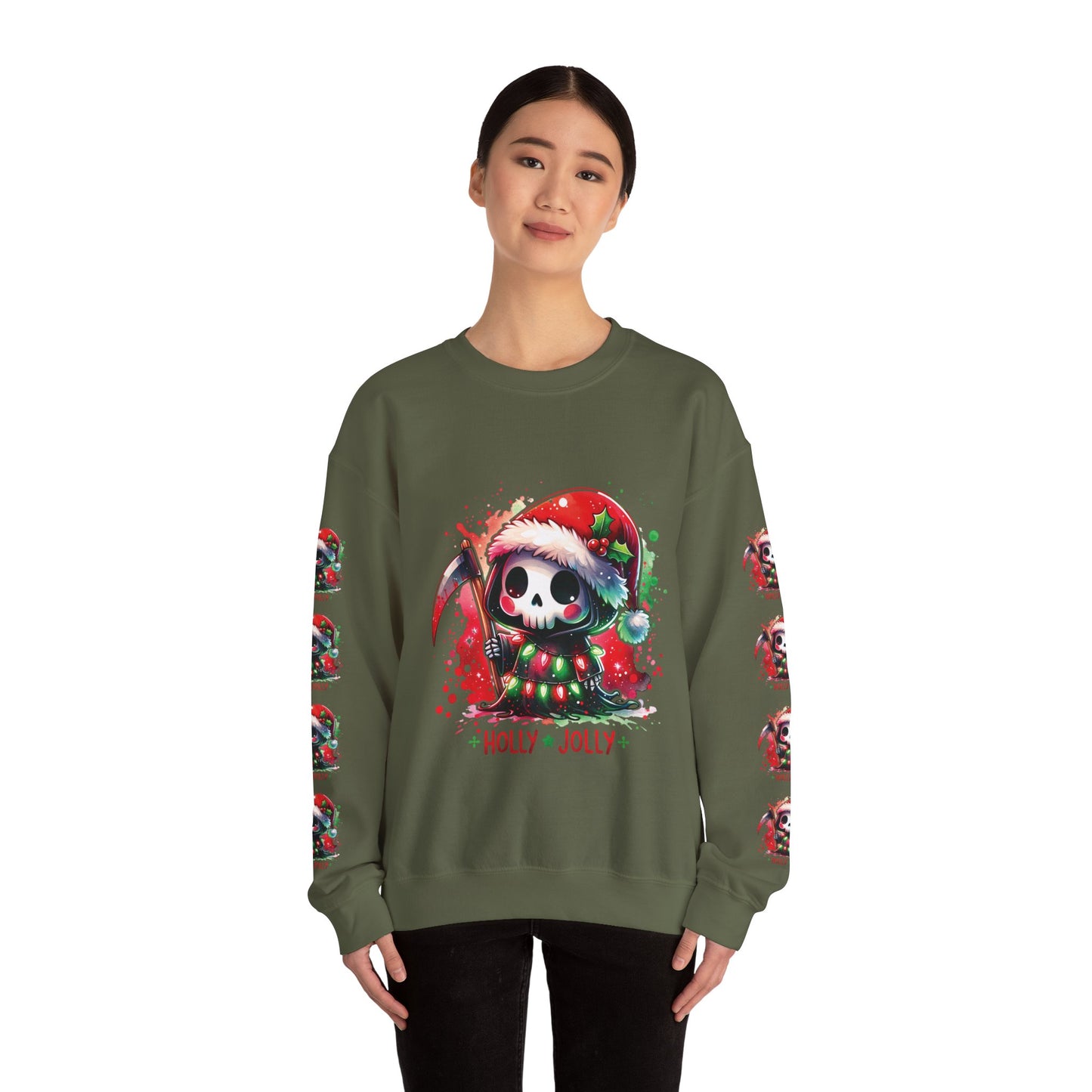 Holly jolly, ™ Crewneck Sweatshirt ( sleeve design )