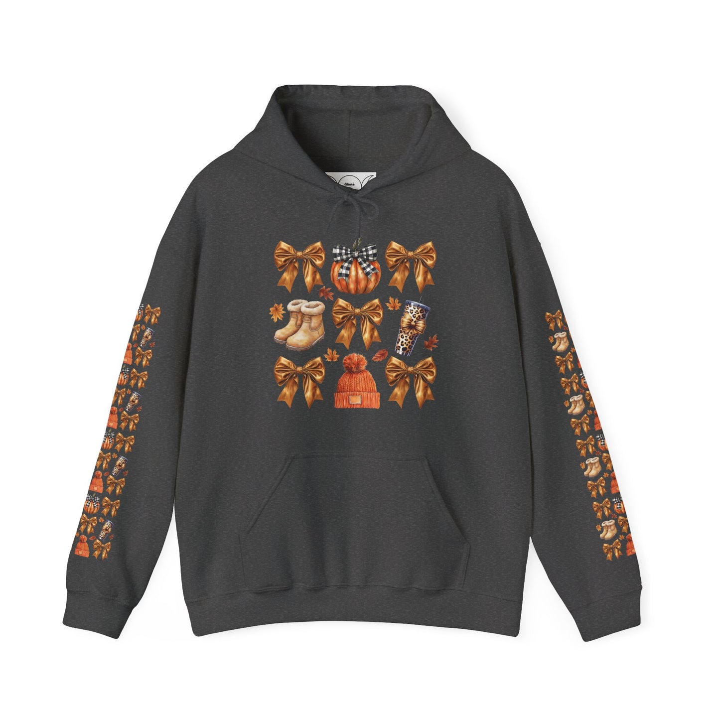 Fall and bows ,  Unisex Heavy Blend™ Hooded Sweatshirt (sleeve arm design)