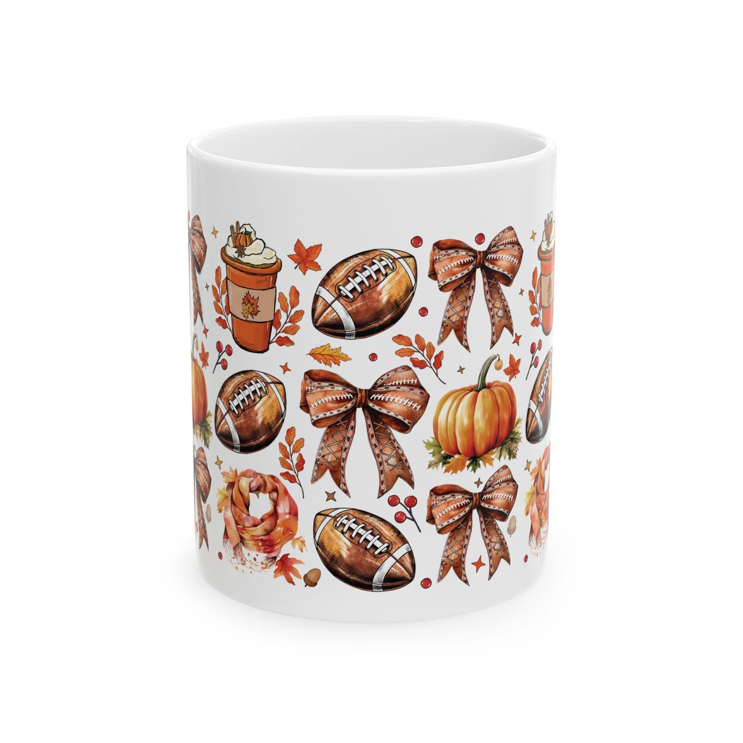 Football and bows, Ceramic Mug 11oz & 15 oz