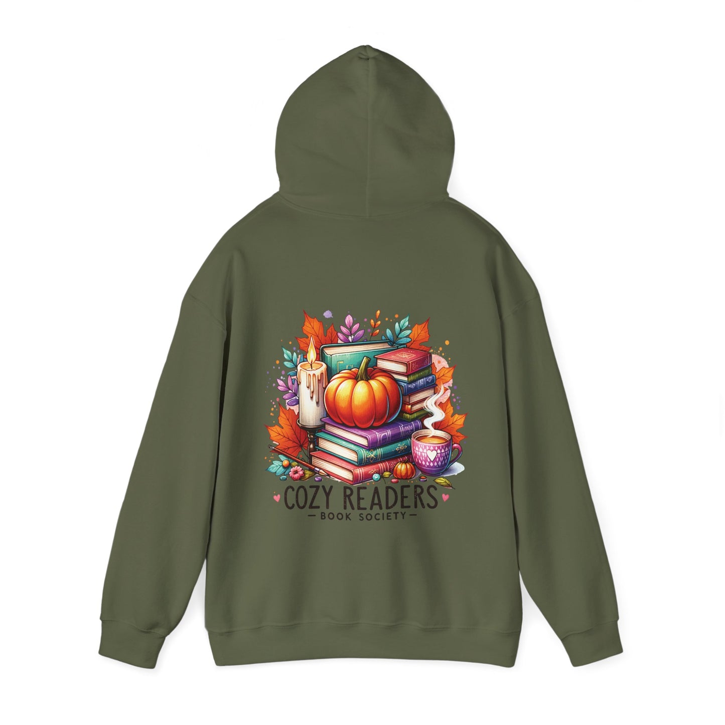 Cozy reader book society,  Unisex Heavy Blend™ Hooded Sweatshirt (no side arm design)