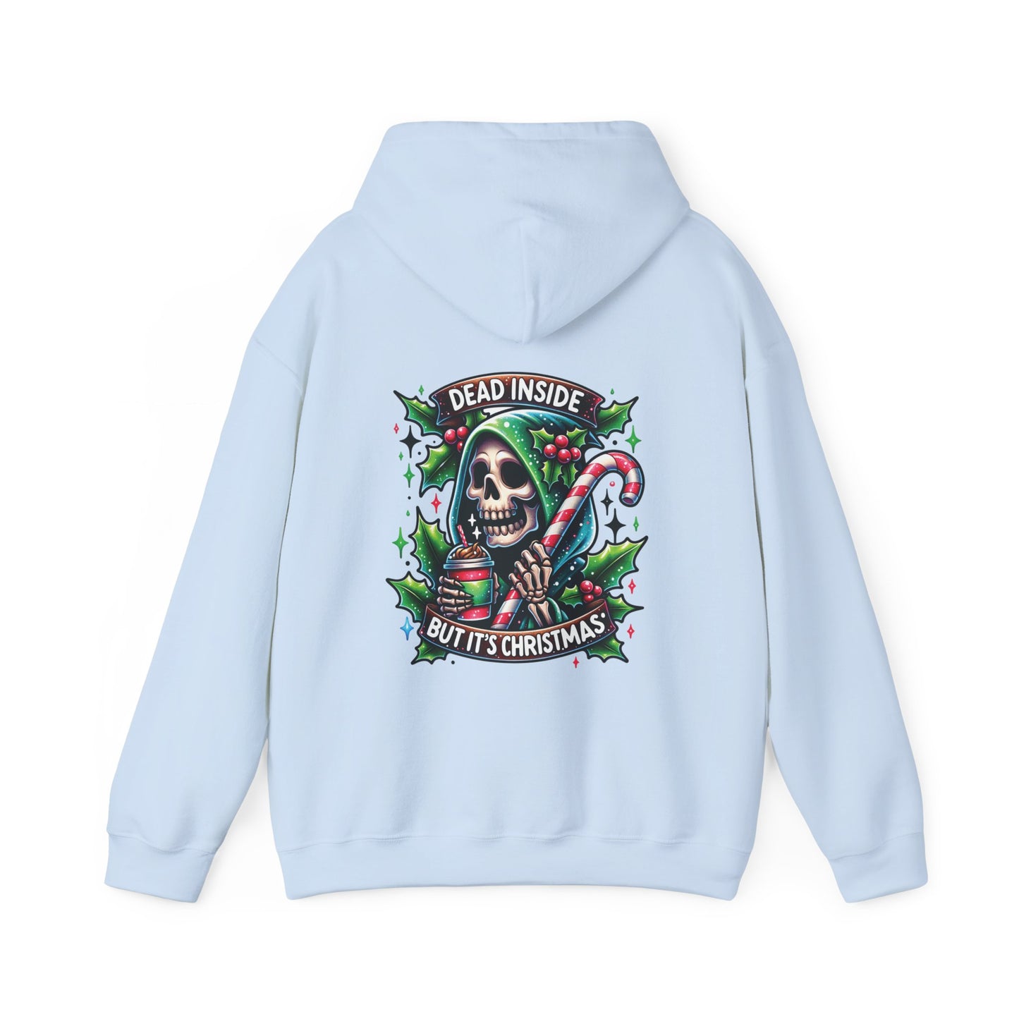 Dead inside but it’s Christmas,  Unisex Heavy Blend™ Hooded Sweatshirt (no sleeve arm design)