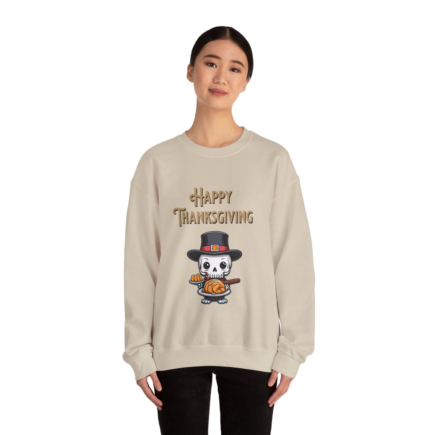 Happy thanksgiving, ™ Crewneck Sweatshirt ( sleeve design )