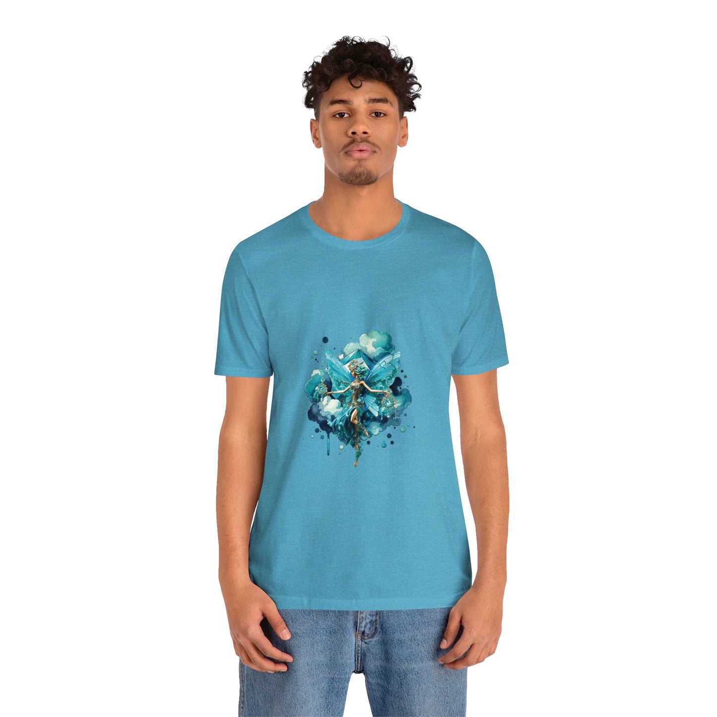 March aquamarine fairy, Unisex Jersey Short Sleeve Tee  no arm design