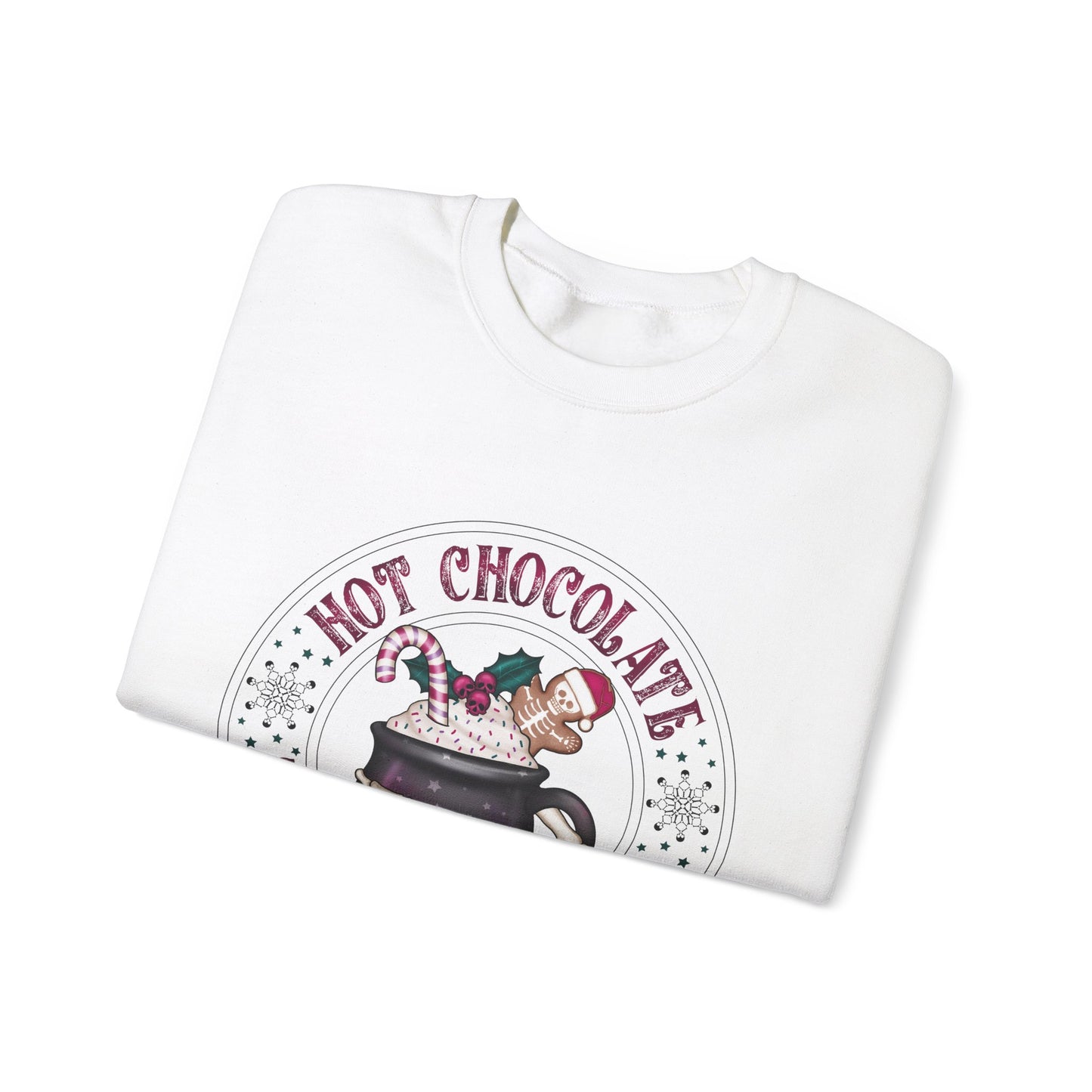 Hot chocolate to warm up my soul, Unisex Heavy Blend™ Crewneck Sweatshirt (Sleeve design)