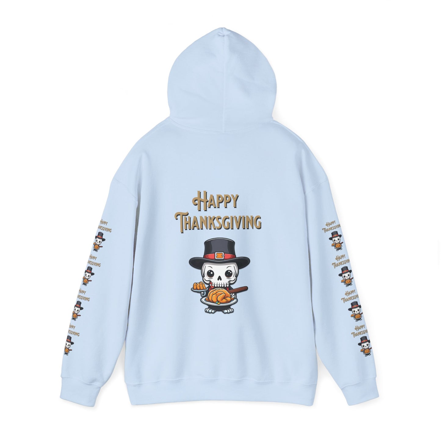 Happy thanksgiving,  Unisex Heavy Blend™ Hooded Sweatshirt (side arm design)