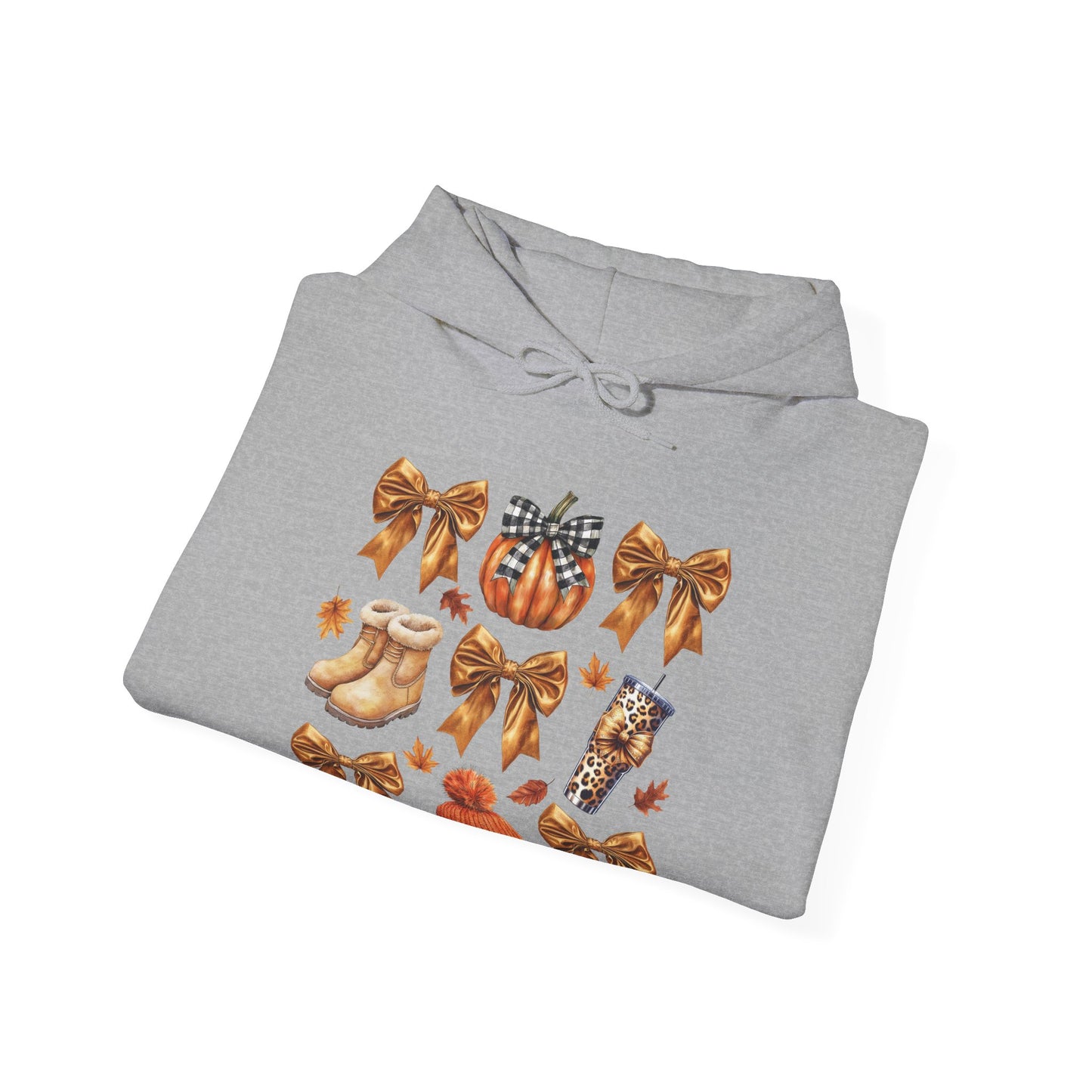 Fall and bows ,  Unisex Heavy Blend™ Hooded Sweatshirt (sleeve arm design)