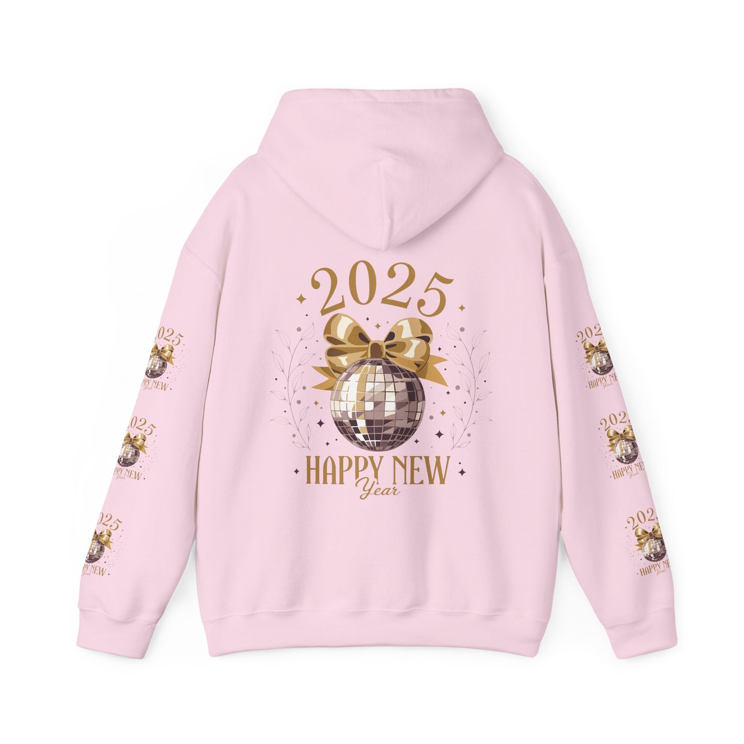 Happy new year, Unisex Heavy Blend™ Hooded Sweatshirt (sleeve arm design)