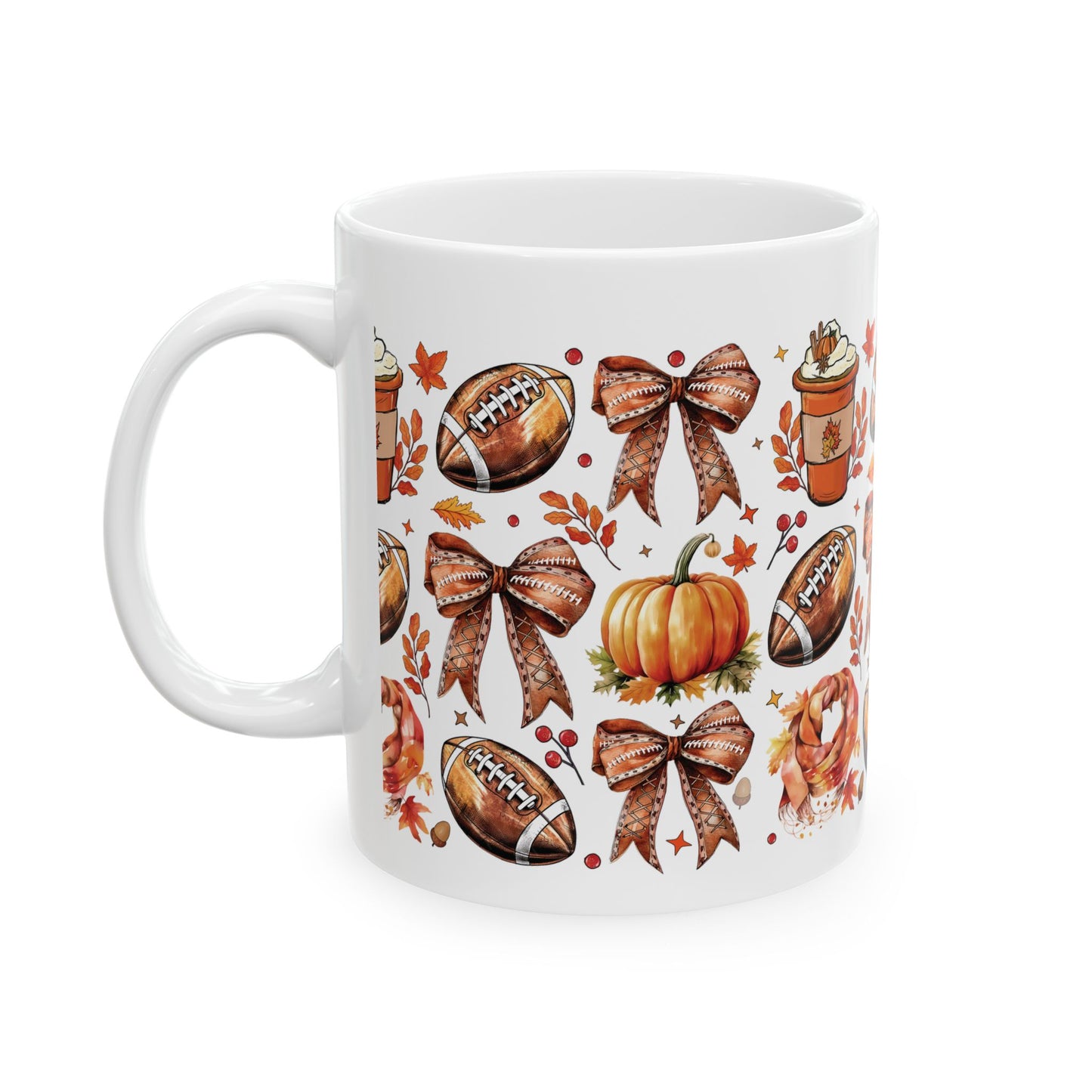 Football and bows, Ceramic Mug 11oz & 15 oz