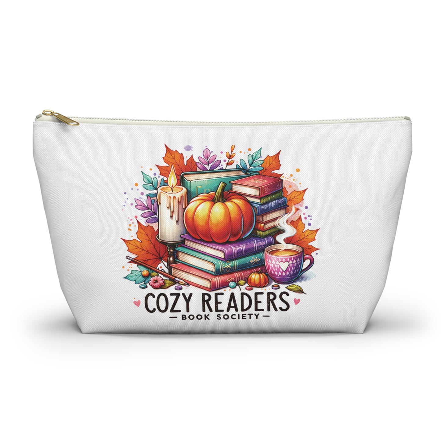 Cozy reader book society,  Accessory Pouch w T-bottoms