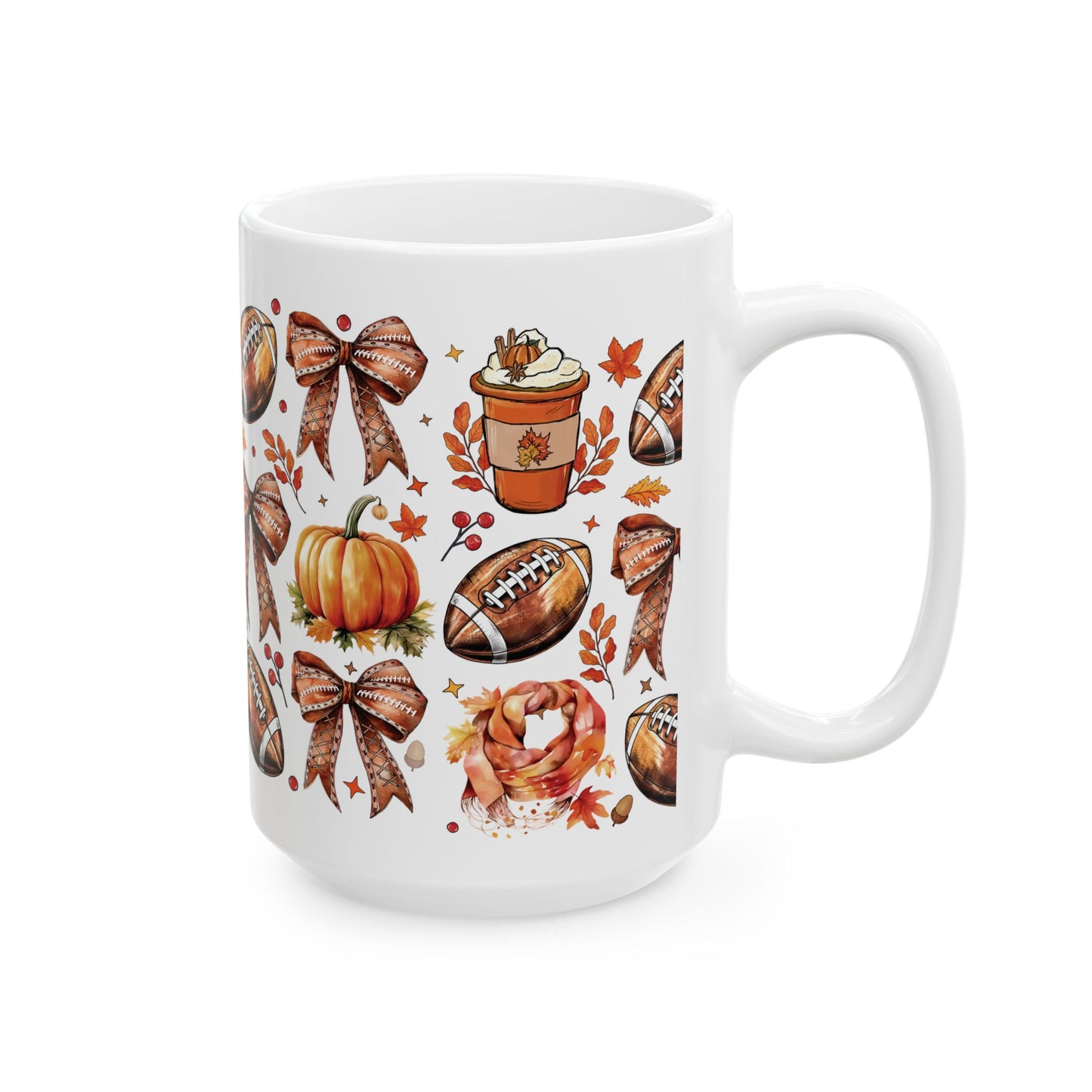 Football and bows, Ceramic Mug 11oz & 15 oz