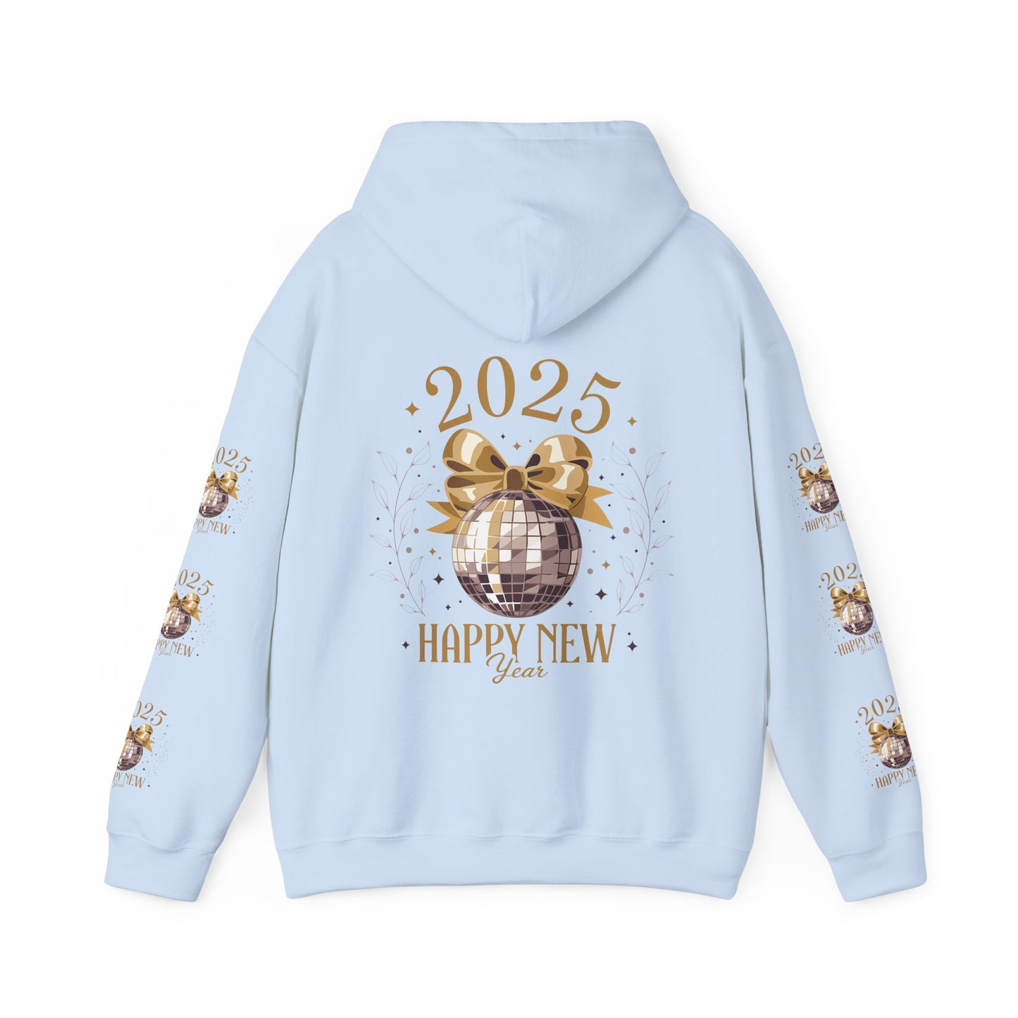 Happy new year, Unisex Heavy Blend™ Hooded Sweatshirt (sleeve arm design)