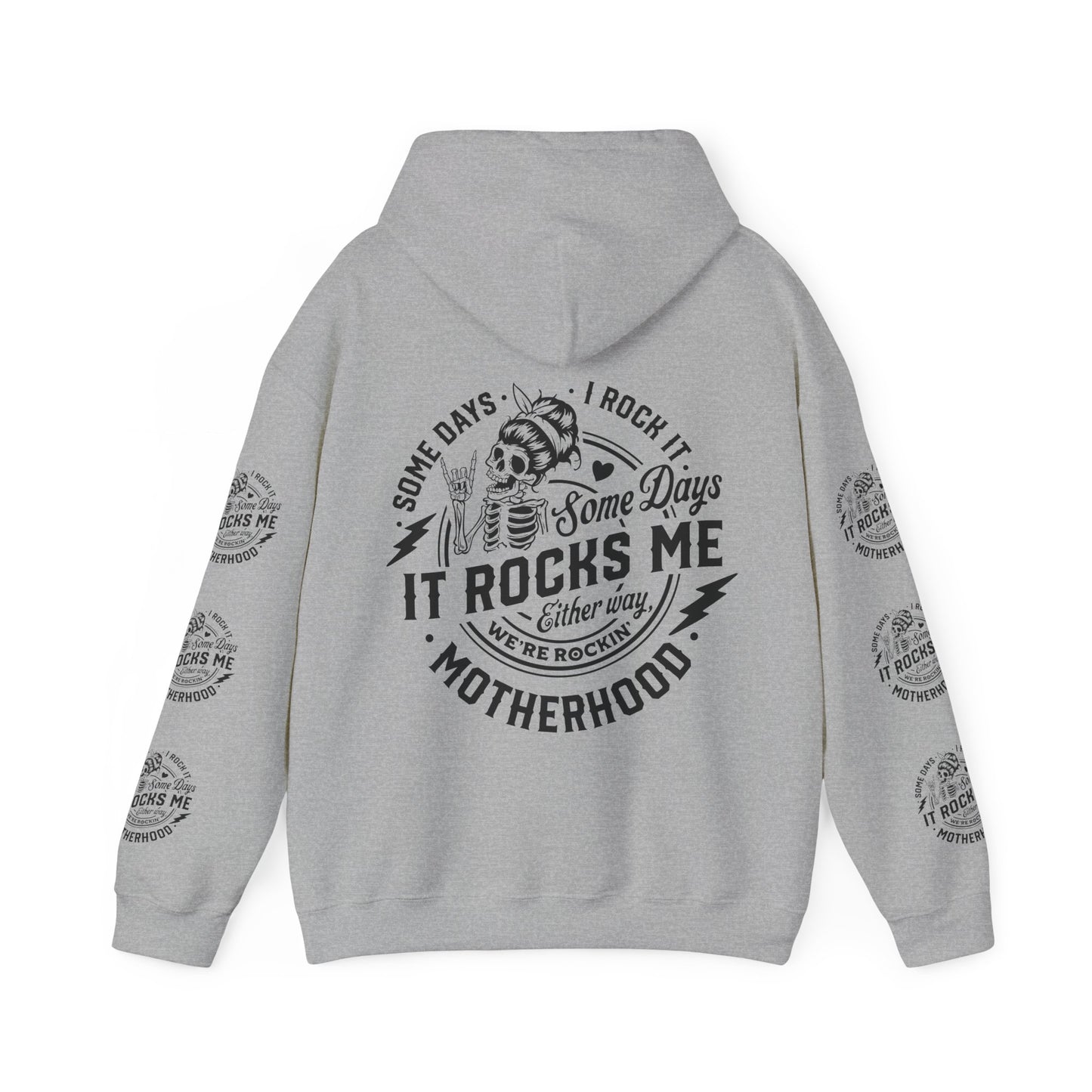 Rocking motherhood ,  Unisex Heavy Blend™ Hooded Sweatshirt (side arm design)