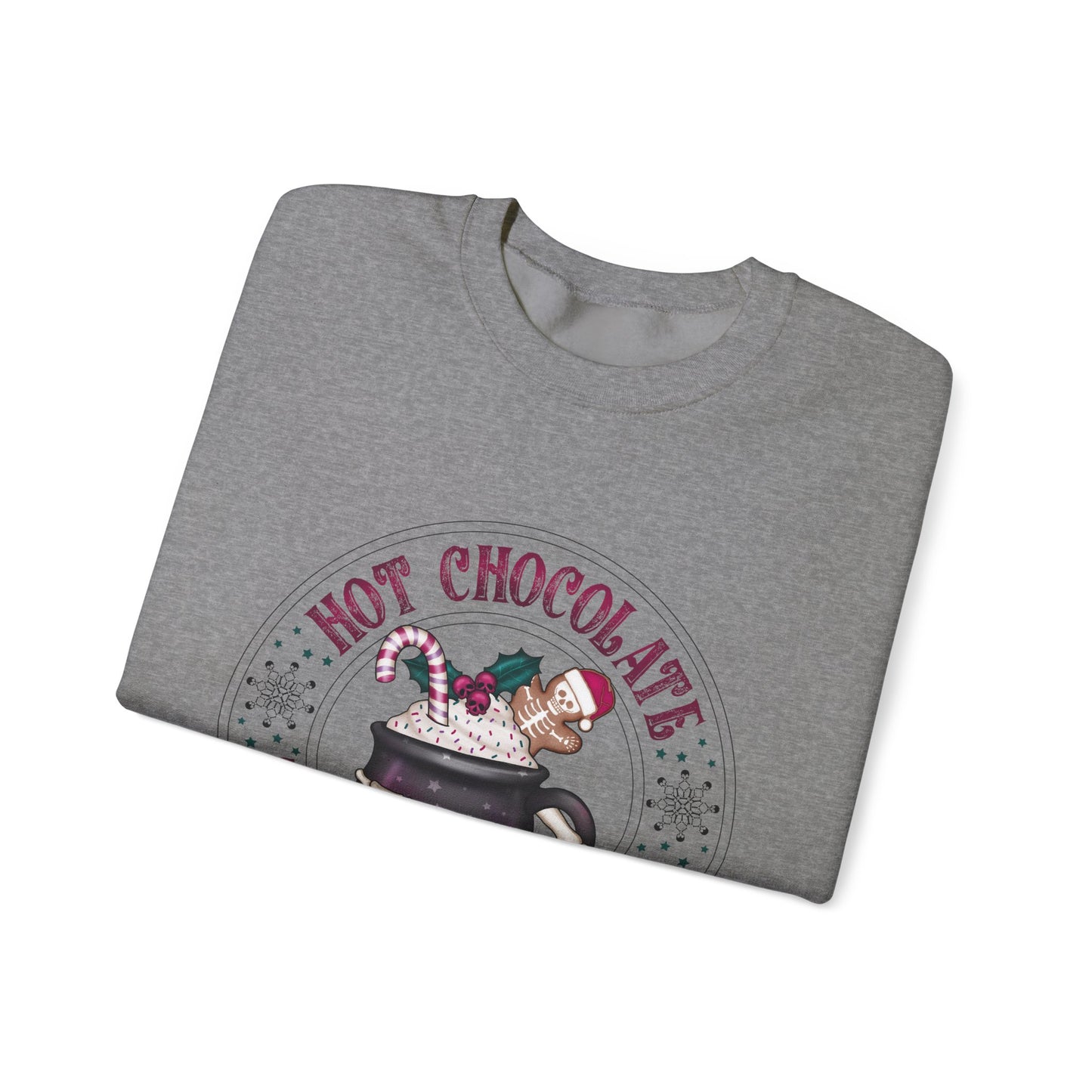 Hot chocolate to warm up my soul, Unisex Heavy Blend™ Crewneck Sweatshirt (Sleeve design)