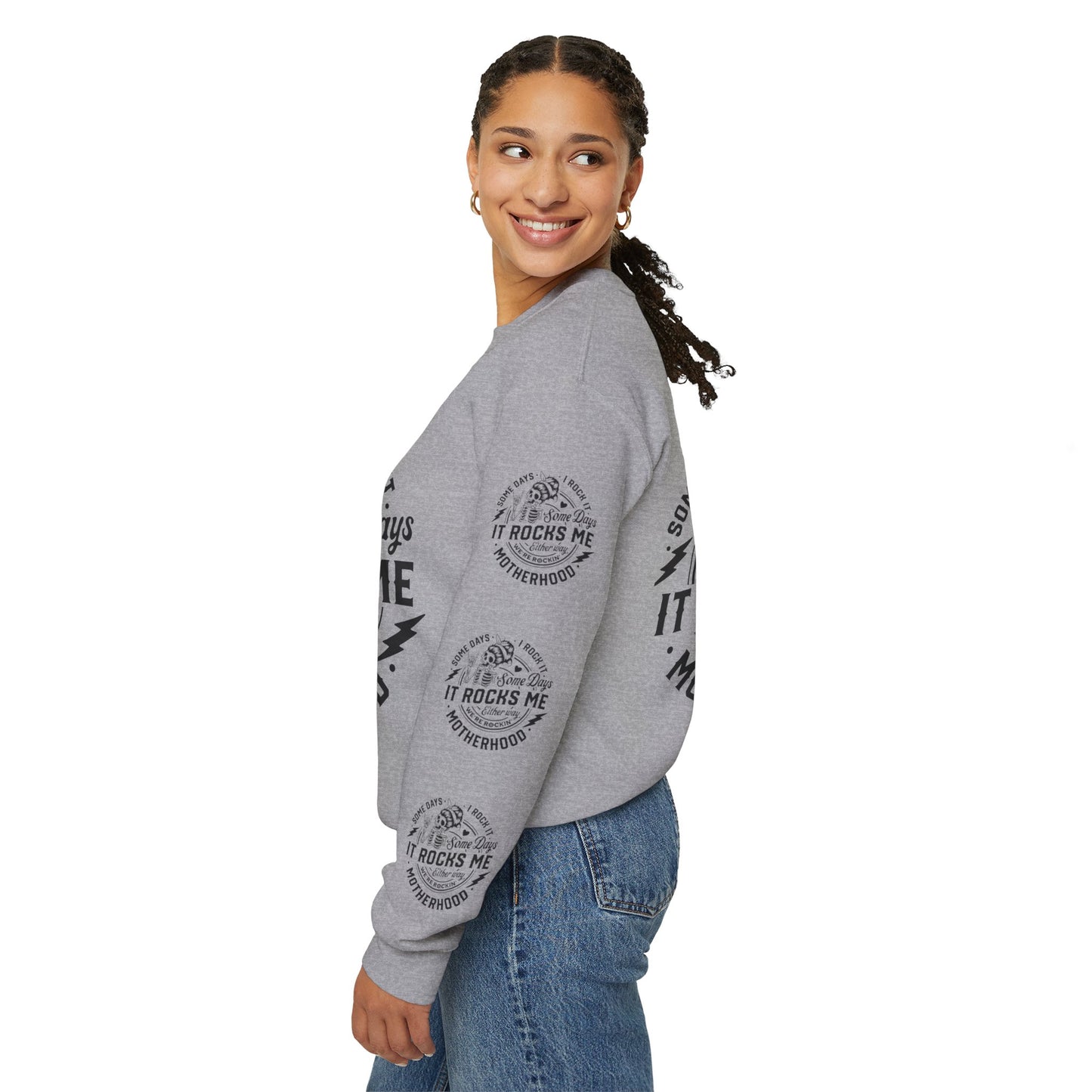 Rocking motherhood, ™ Crewneck Sweatshirt ( side arm design)