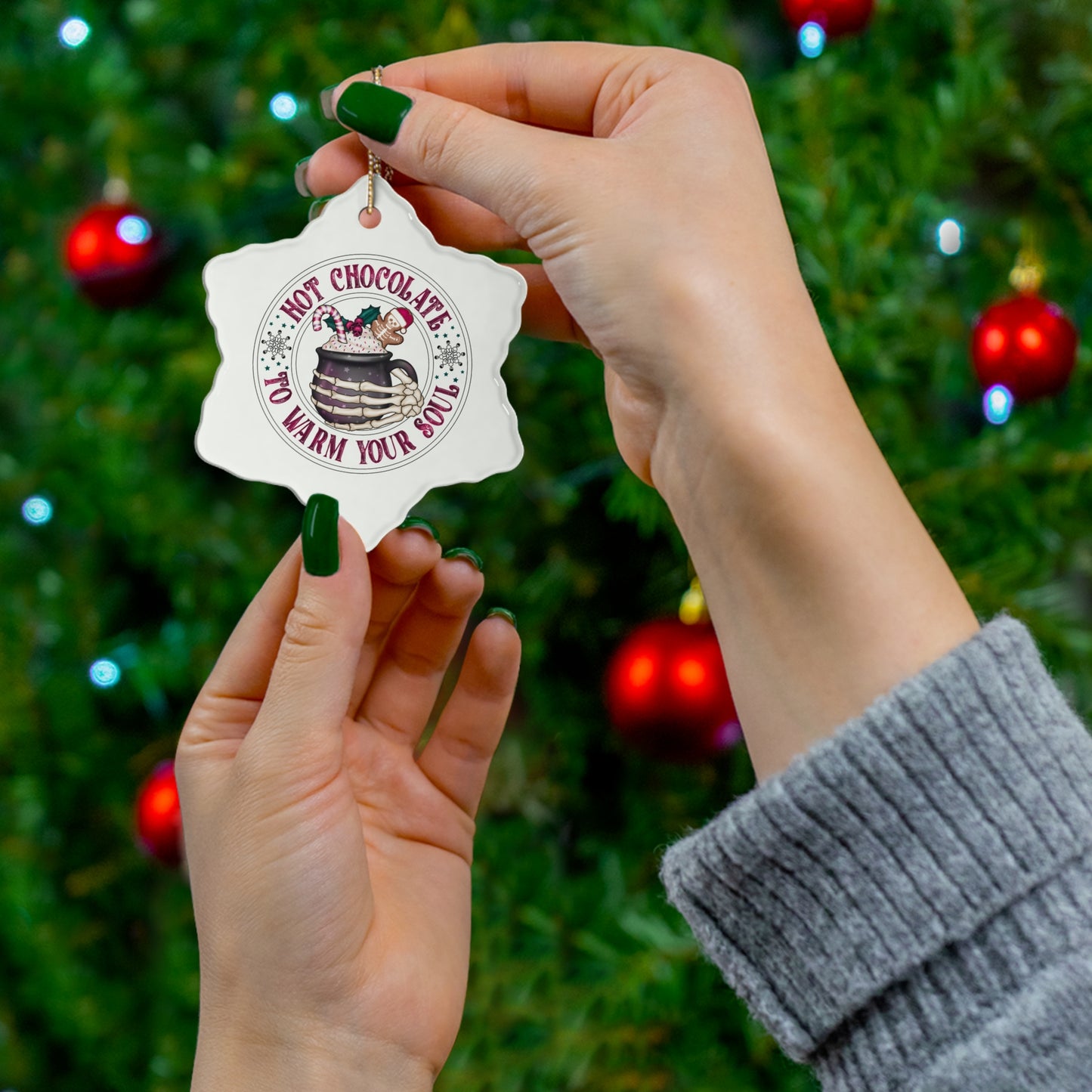 Hot chocolate to warm up my soul, Ceramic Ornament, 4 Shapes