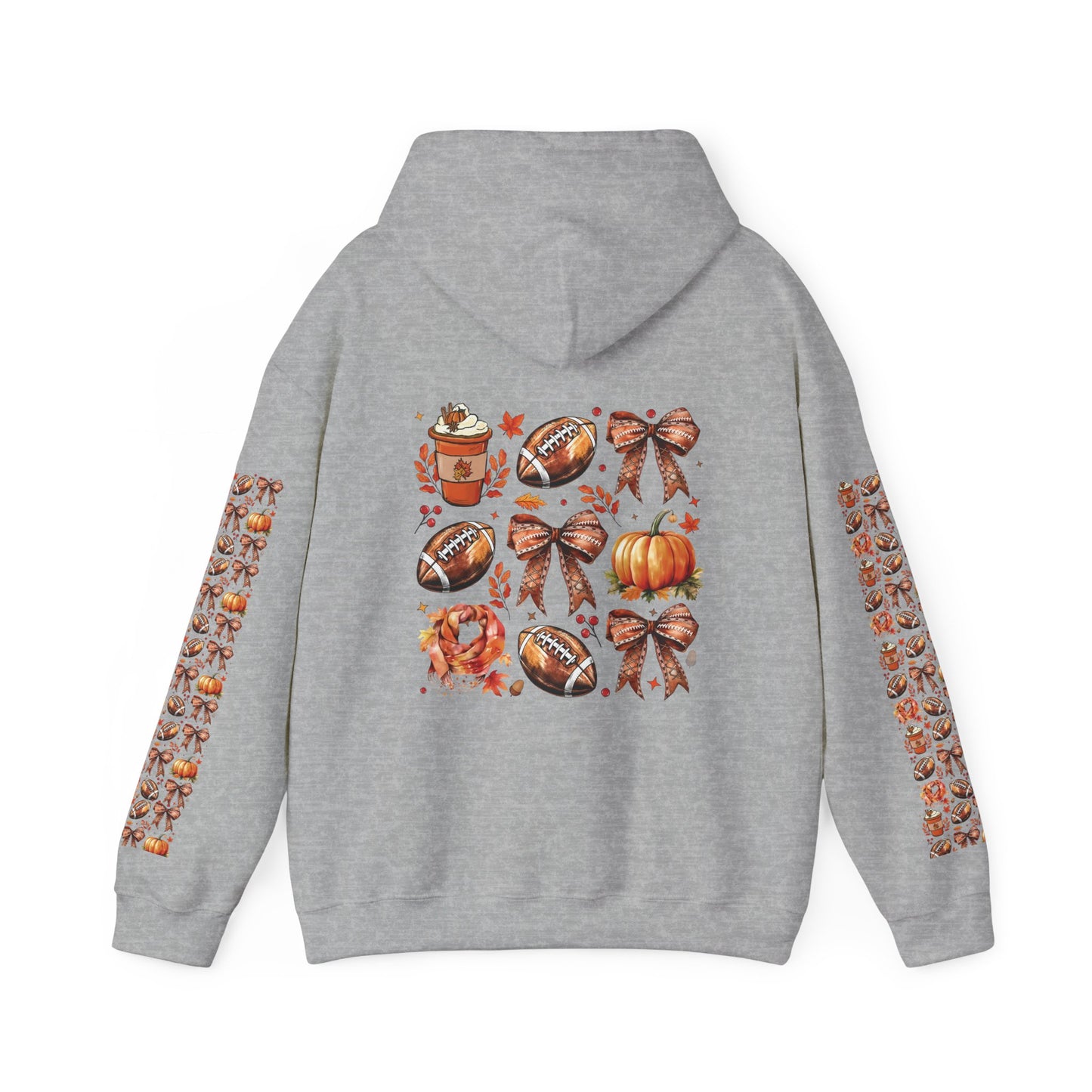 Football and bows ,  Unisex Heavy Blend™ Hooded Sweatshirt (sleeve arm design)