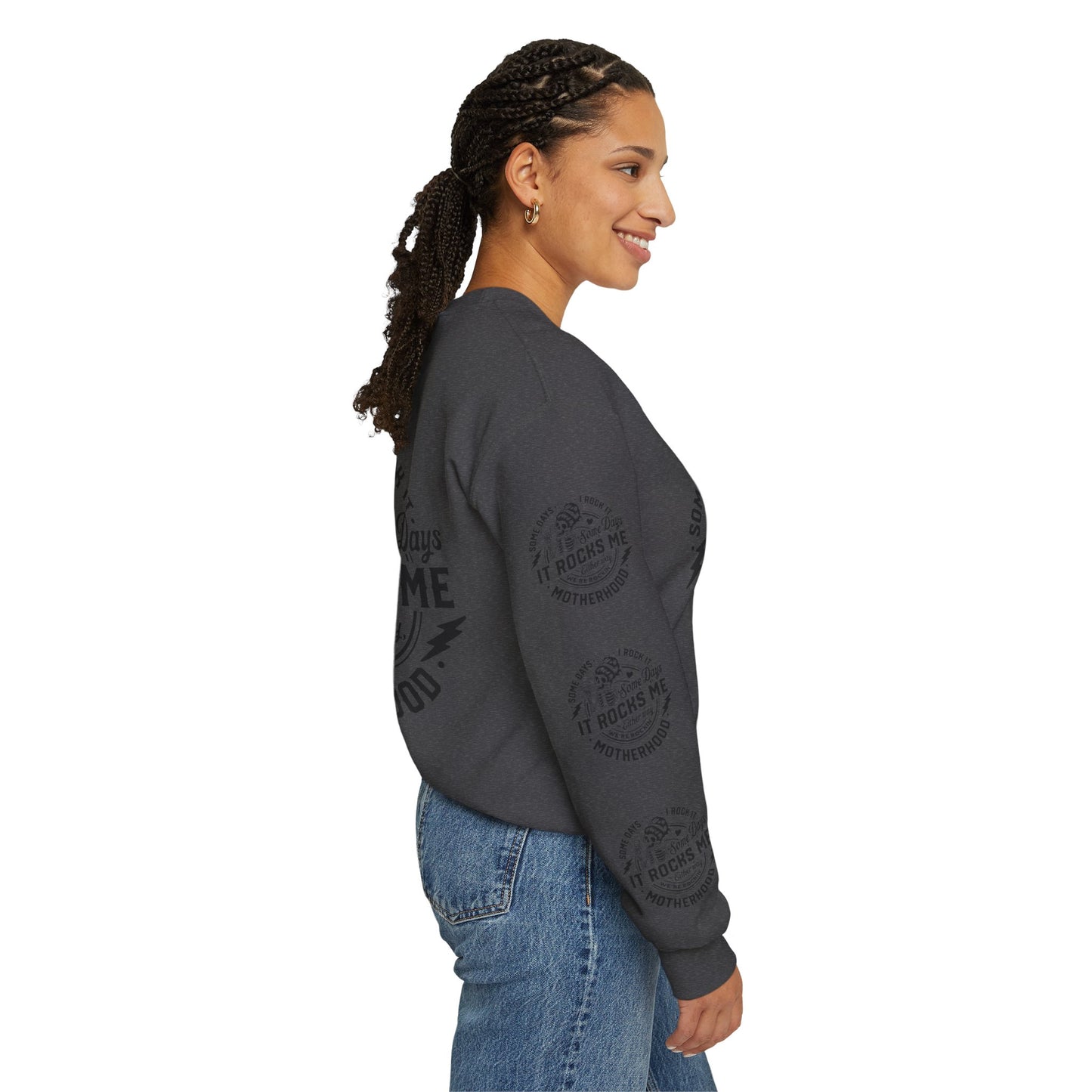 Rocking motherhood, ™ Crewneck Sweatshirt ( side arm design)