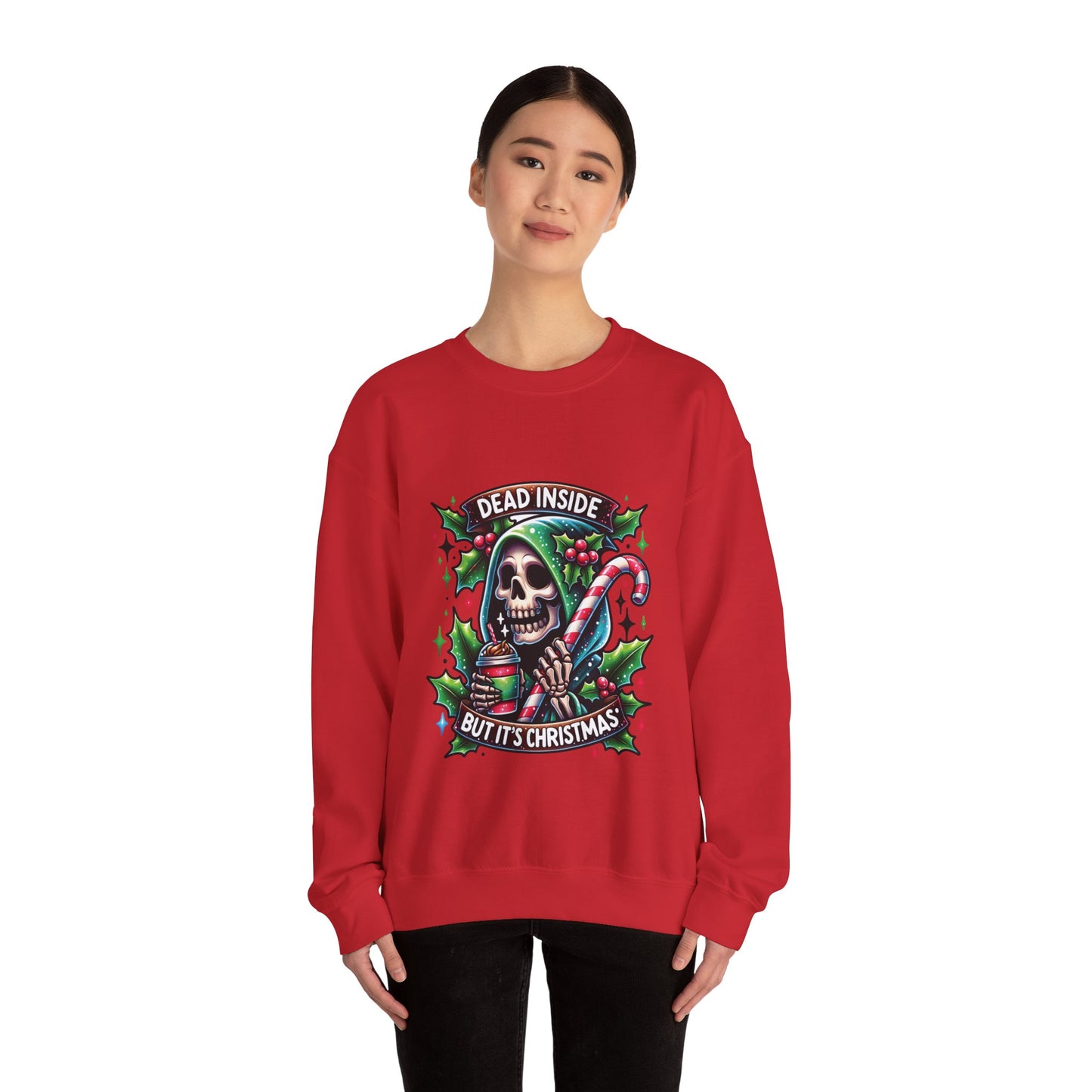 Dead inside but it’s Christmas, ™ Crewneck Sweatshirt ( sleeve design )