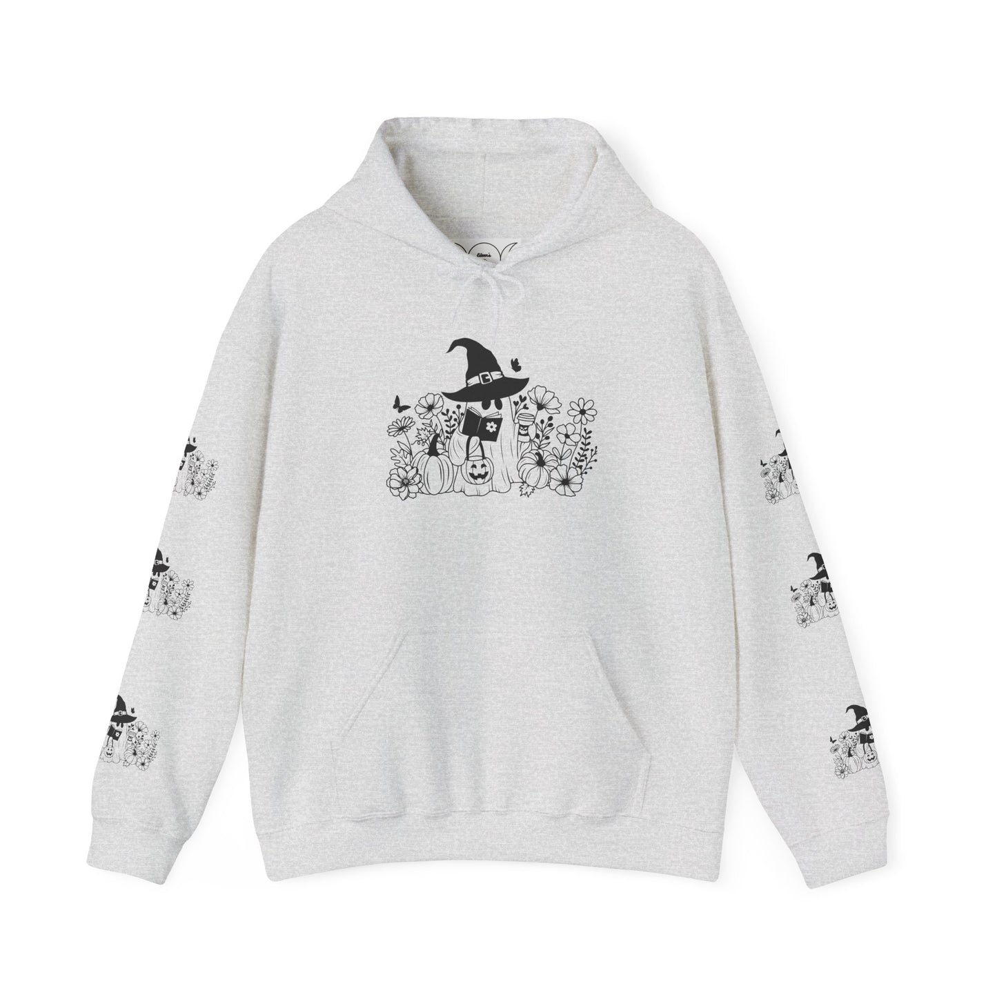 Cozy boo reading,  Unisex Heavy Blend™ Hooded Sweatshirt (sleeve design)