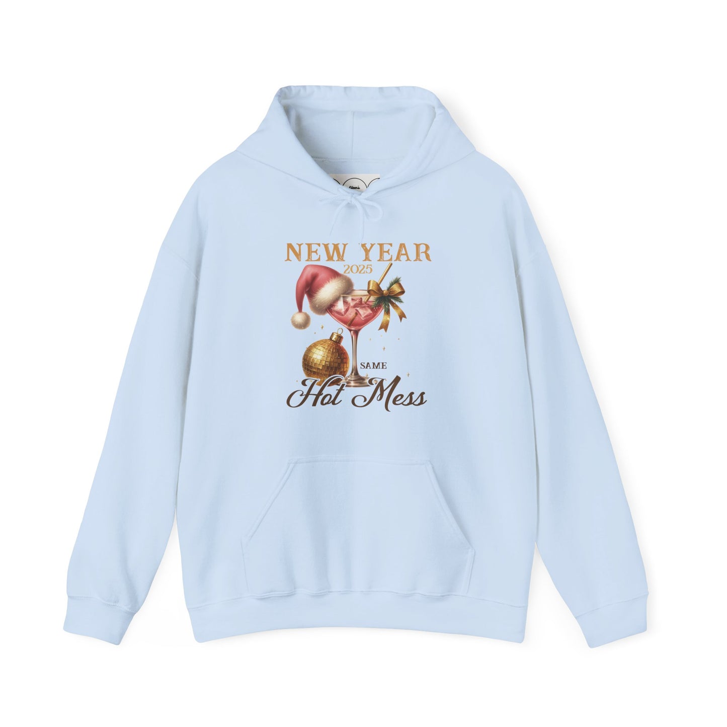 New year, same hot mess, Unisex Heavy Blend™ Hooded Sweatshirt (no sleeve arm design)