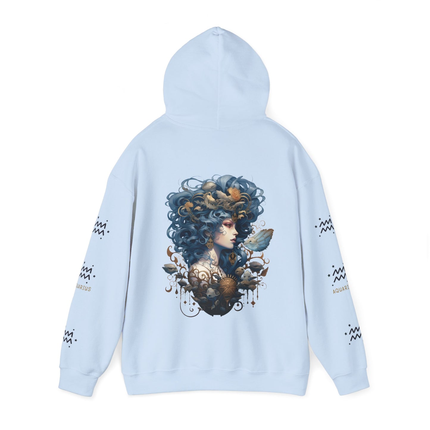 Aquarius, Unisex Heavy Blend™ Hooded Sweatshirt (no side arm design)