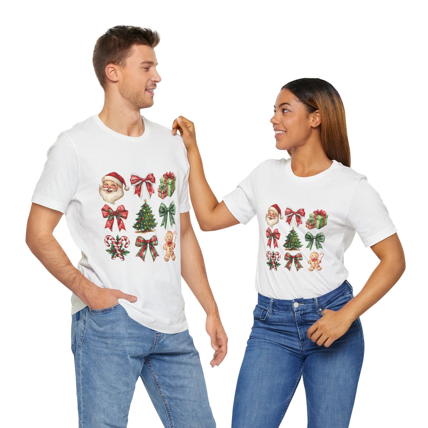 Christmas and bows , Unisex Jersey Short Sleeve Tee ( no sleeve design)