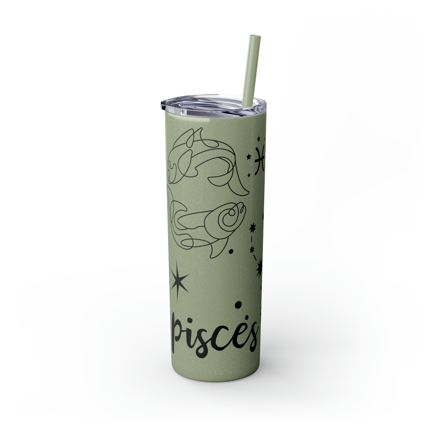 Pisces , Skinny Tumbler with Straw, 20oz