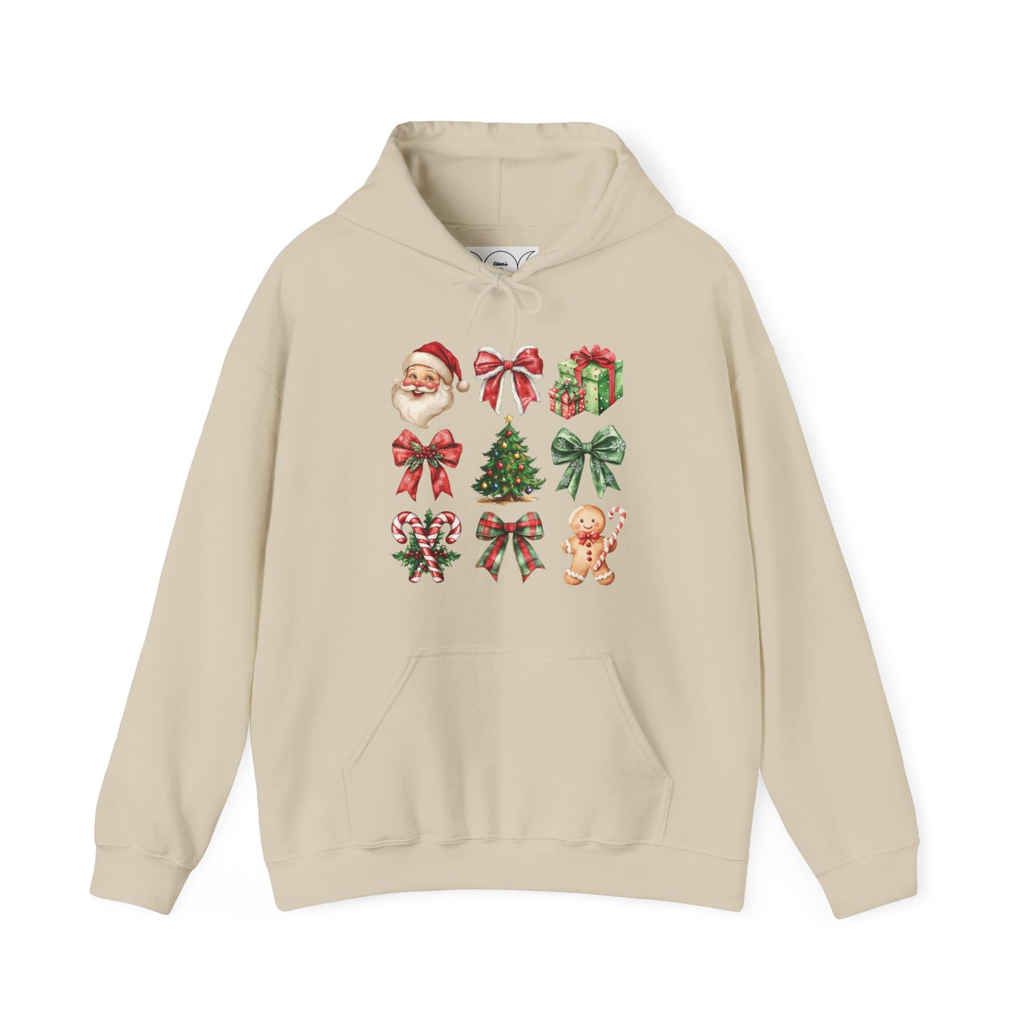 Christmas and bows ,  Unisex Heavy Blend™ Hooded Sweatshirt (no sleeve arm design)