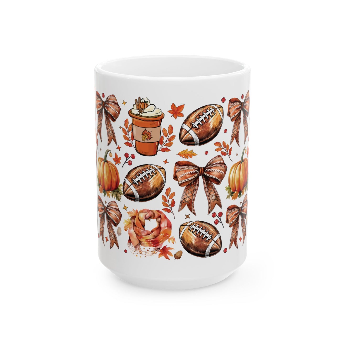 Football and bows, Ceramic Mug 11oz & 15 oz