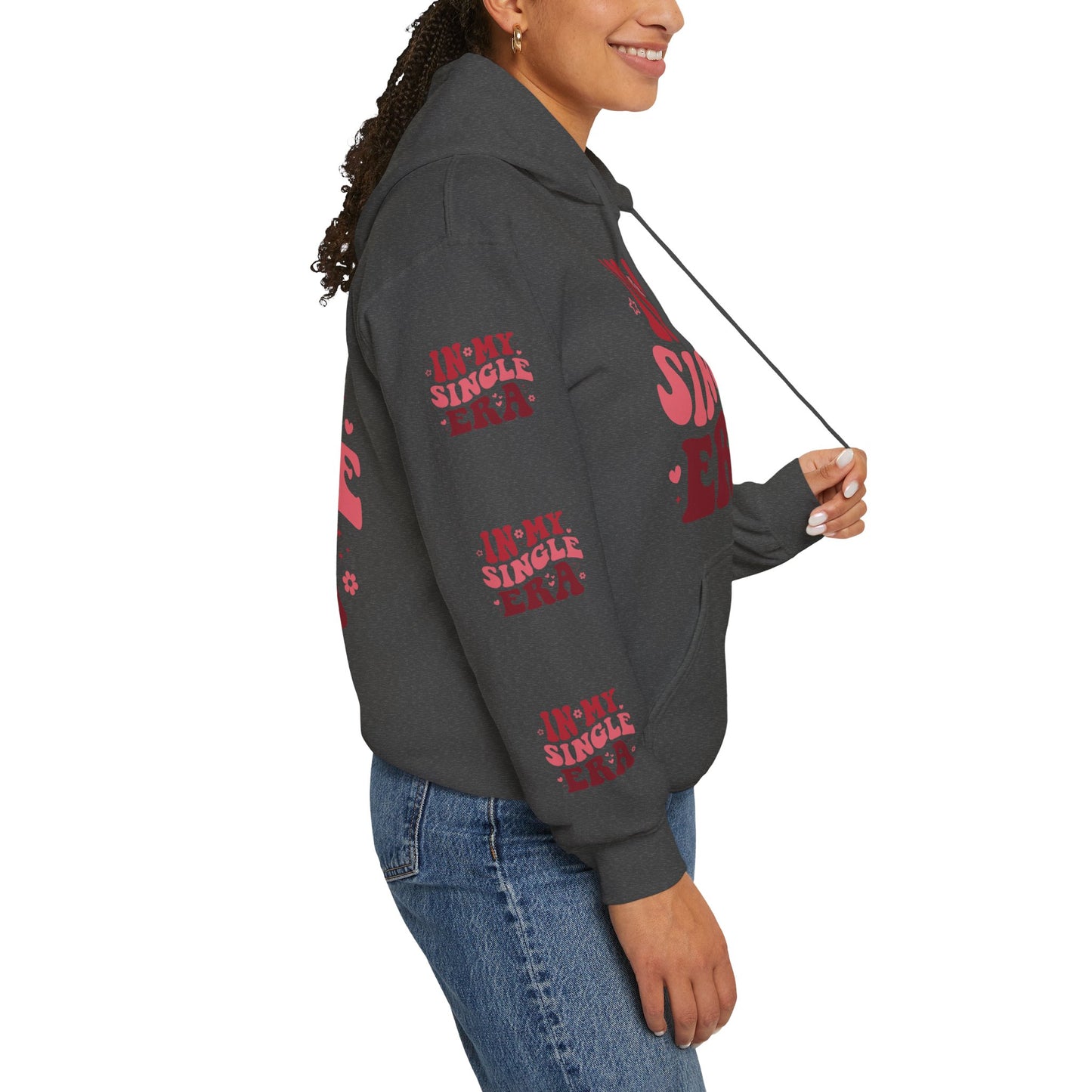 In my single era, Unisex Heavy Blend™ Hooded Sweatshirt (side arm design)