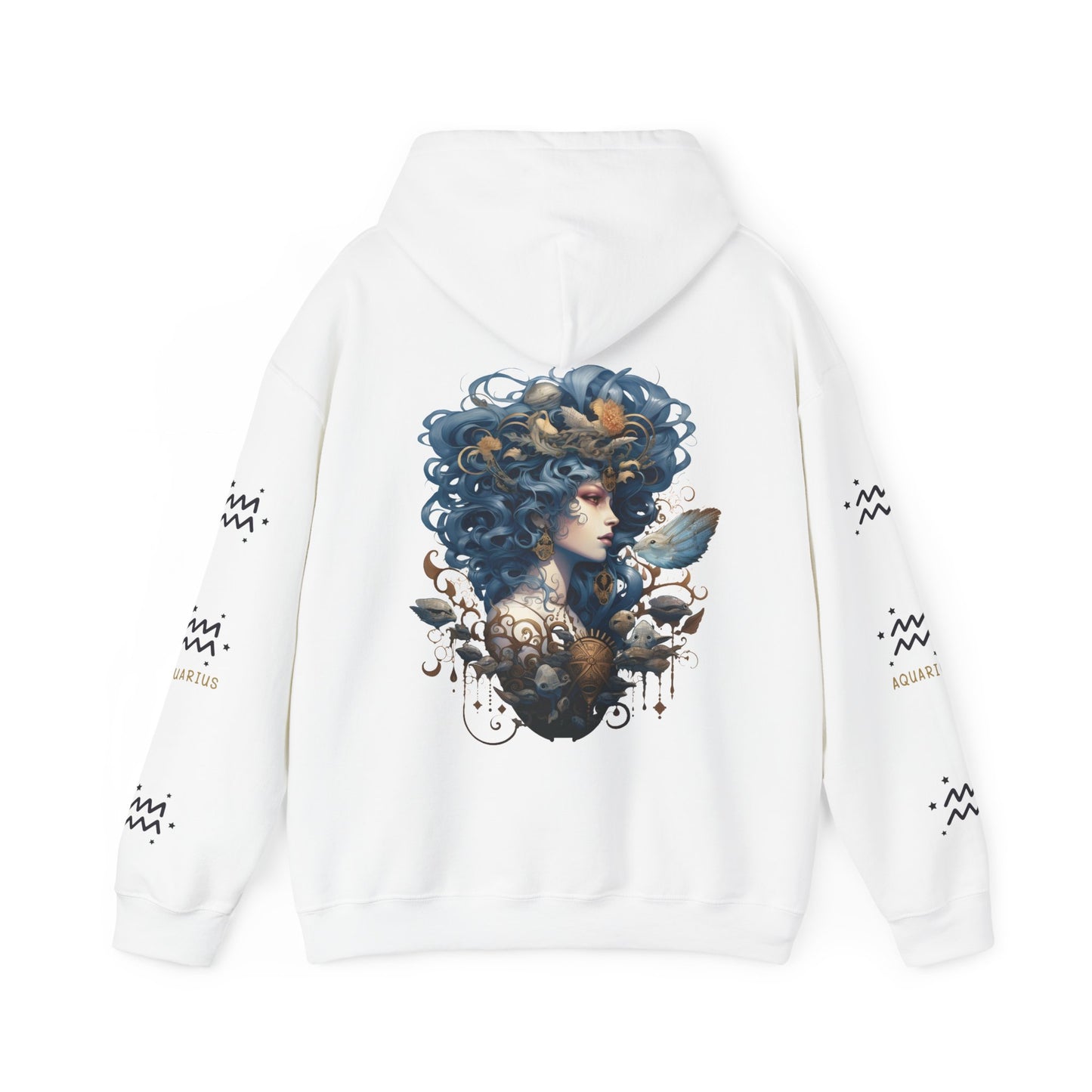 Aquarius, Unisex Heavy Blend™ Hooded Sweatshirt (no side arm design)