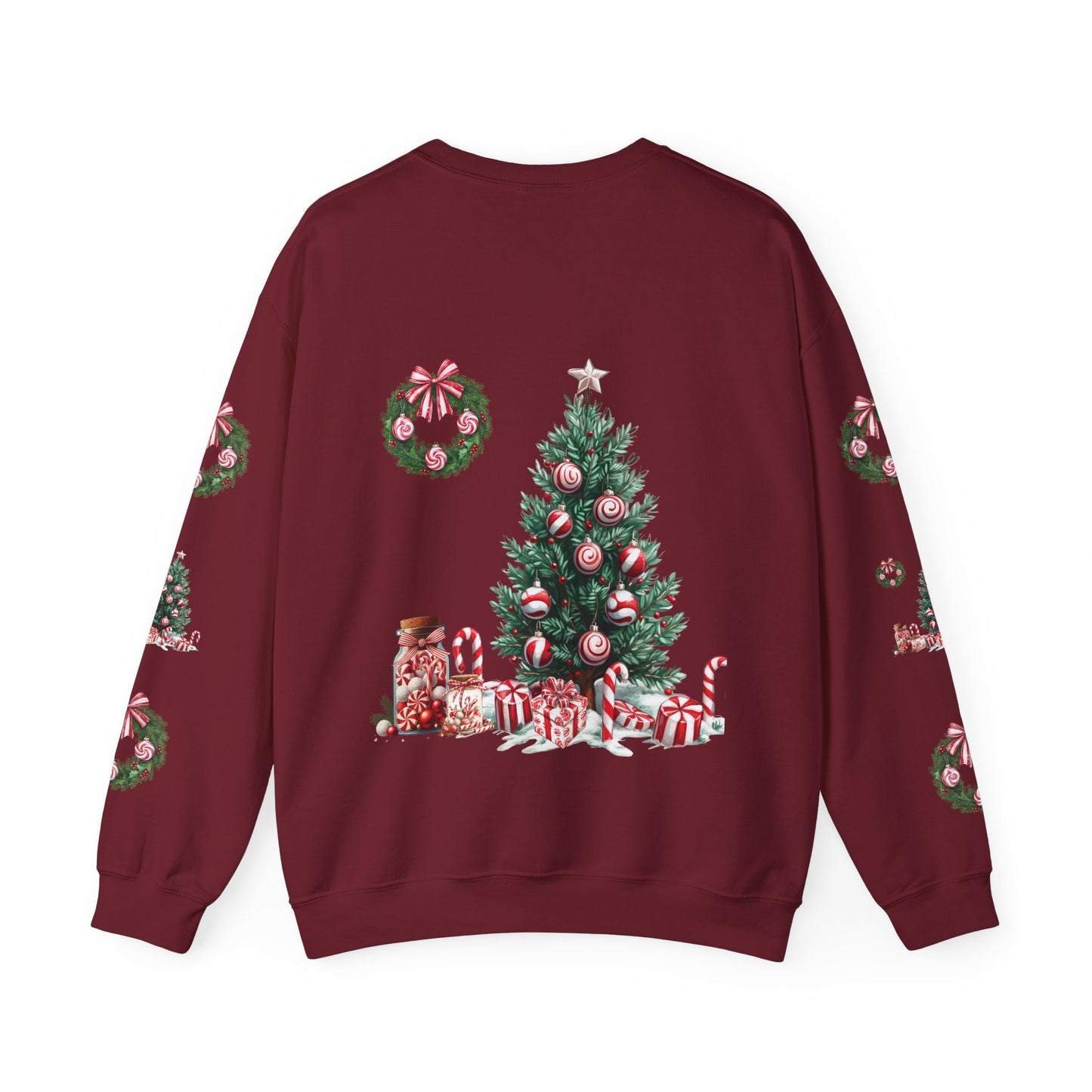 Peppermint Christmas, ™ Crewneck Sweatshirt ( sleeve design )