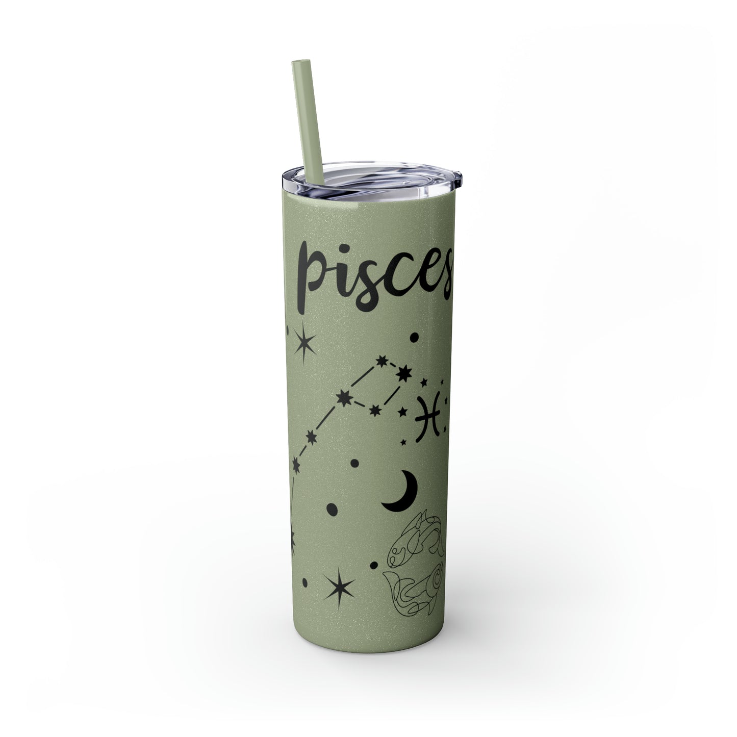 Pisces , Skinny Tumbler with Straw, 20oz