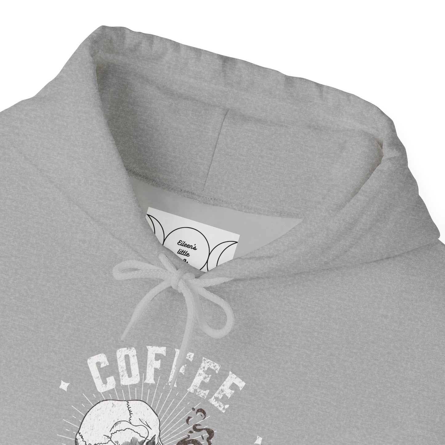 Coffee my first love now & forever, Unisex Heavy Blend™ Hooded Sweatshirt (no sleeve arm design)