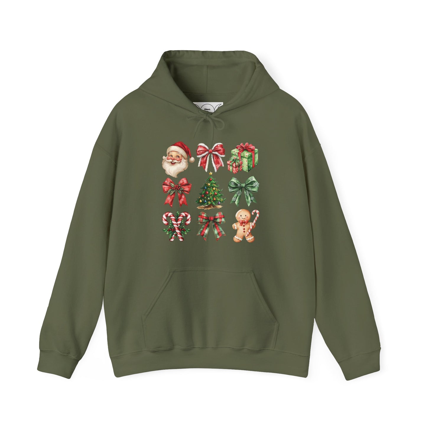 Christmas and bows ,  Unisex Heavy Blend™ Hooded Sweatshirt (no sleeve arm design)