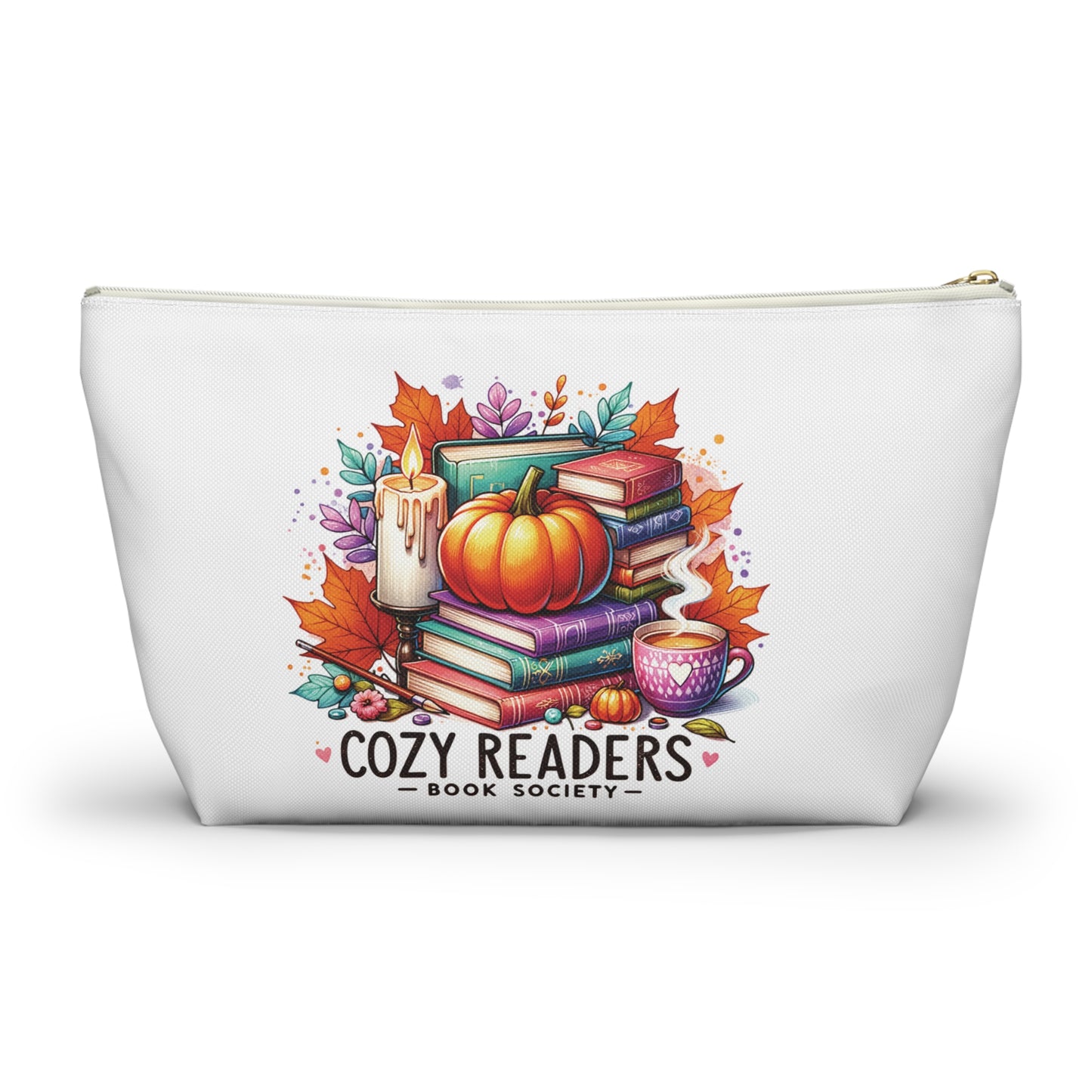 Cozy reader book society,  Accessory Pouch w T-bottoms