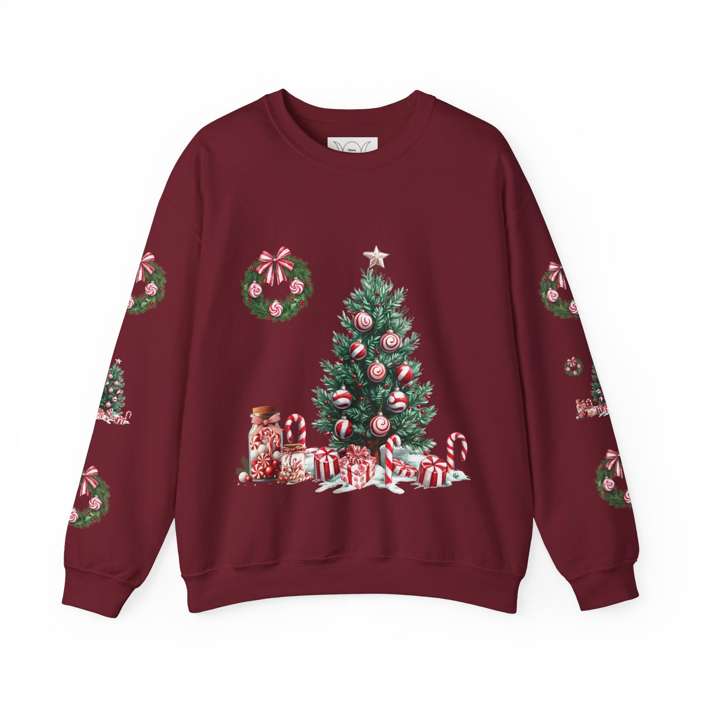 Peppermint Christmas, ™ Crewneck Sweatshirt ( sleeve design )