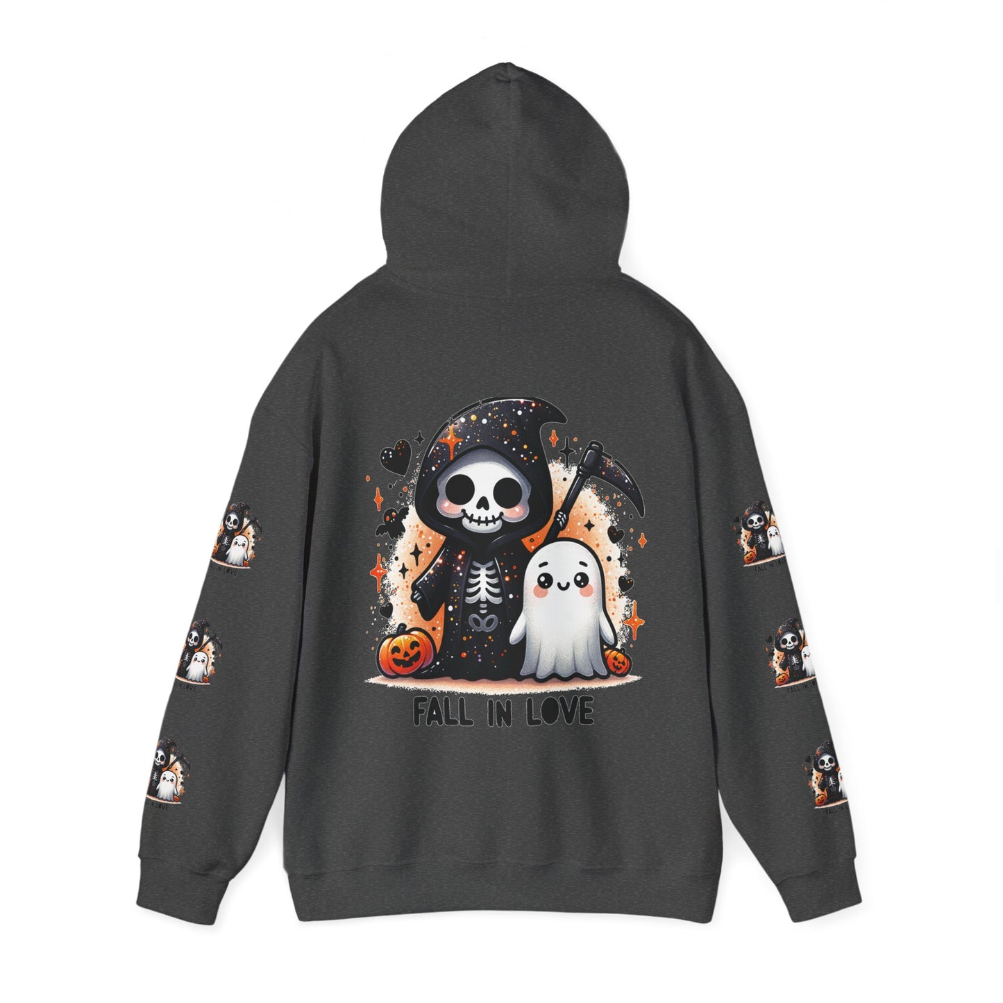 Fall in love,  Unisex Heavy Blend™ Hooded Sweatshirt (side arm design)