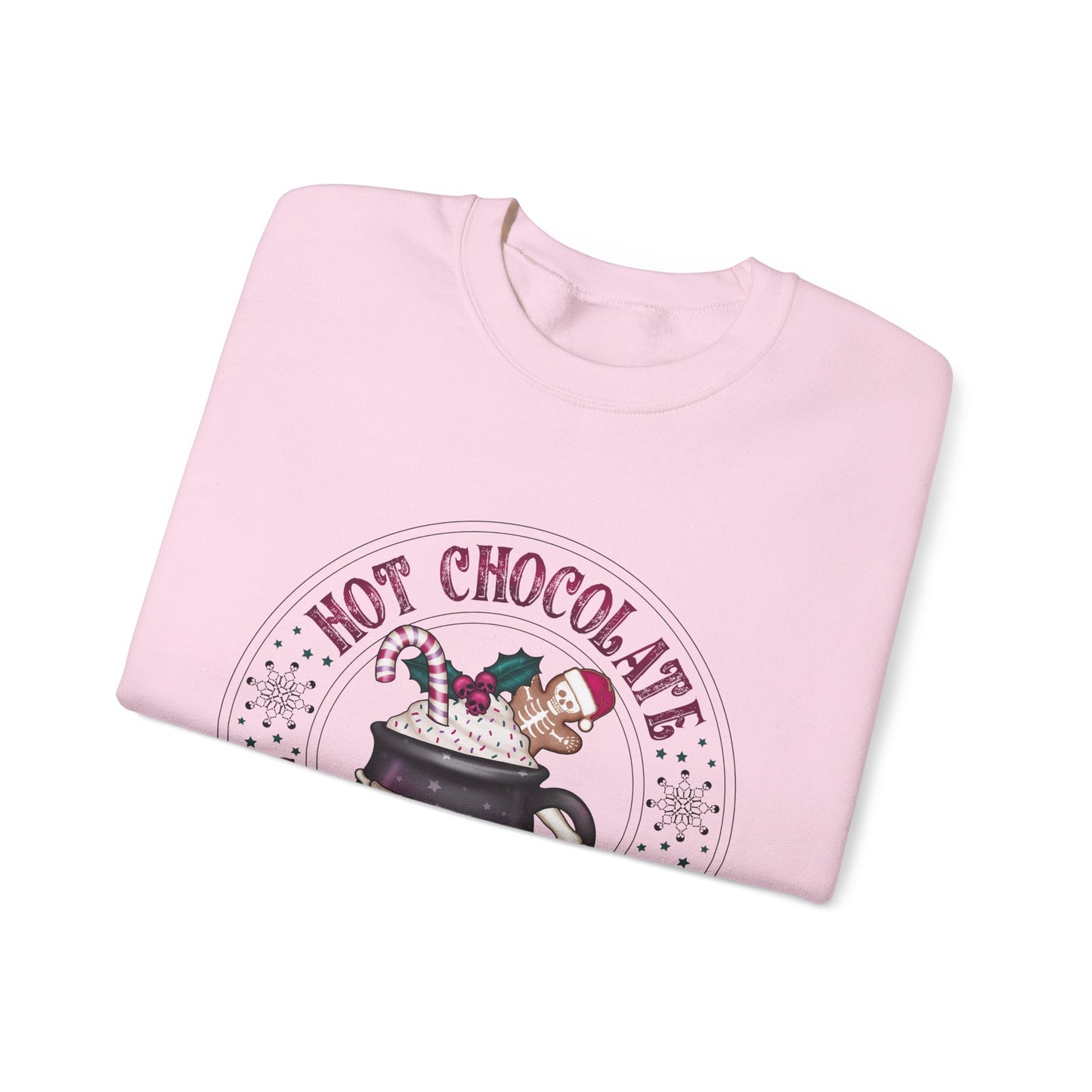 Hot chocolate to warm up my soul, Unisex Heavy Blend™ Crewneck Sweatshirt (Sleeve design)