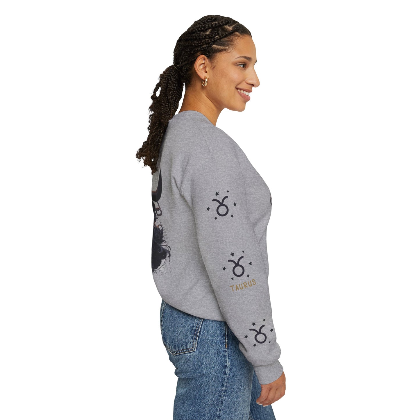 Taurus , ™ Crewneck Sweatshirt (Sleeve design )