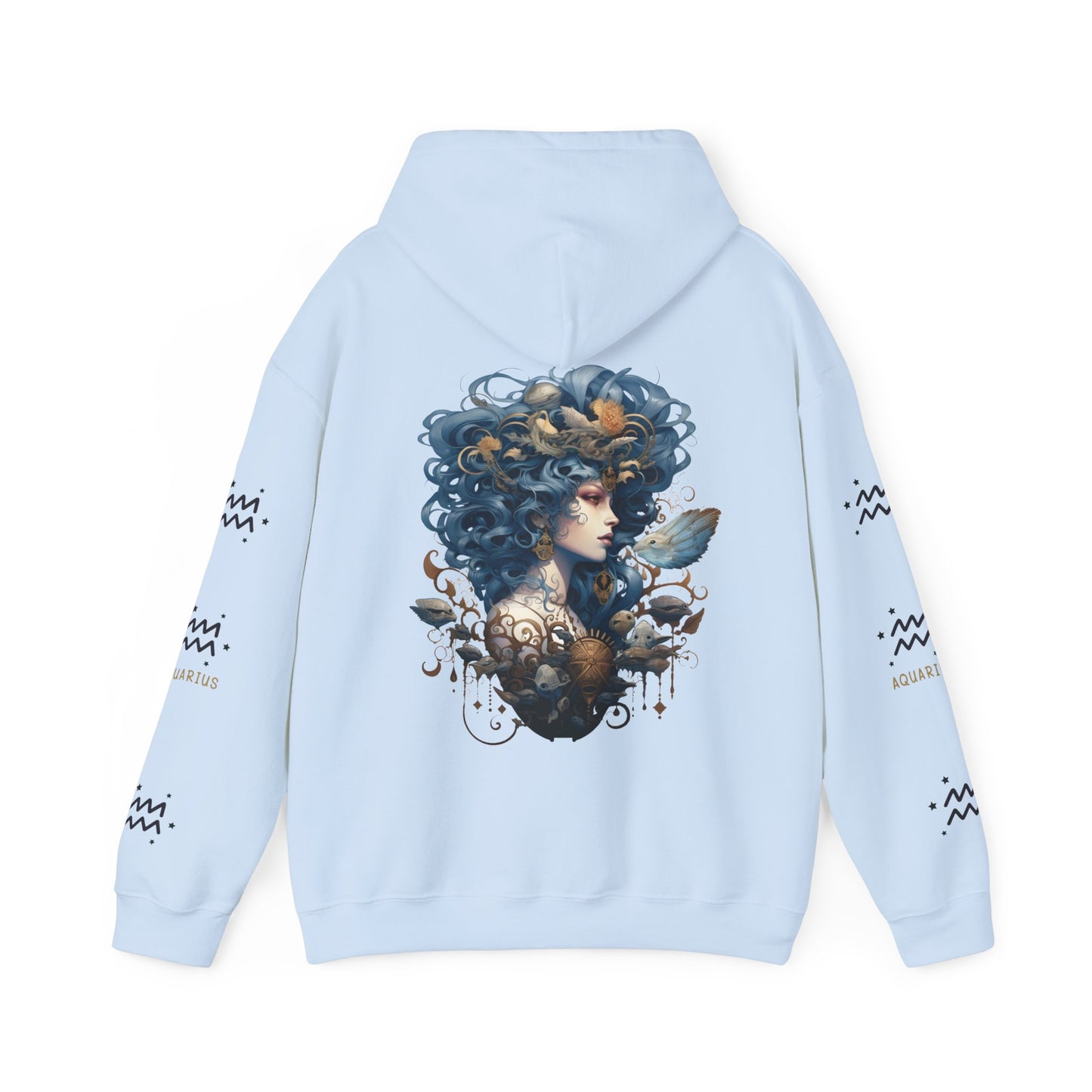 Aquarius, Unisex Heavy Blend™ Hooded Sweatshirt (no side arm design)