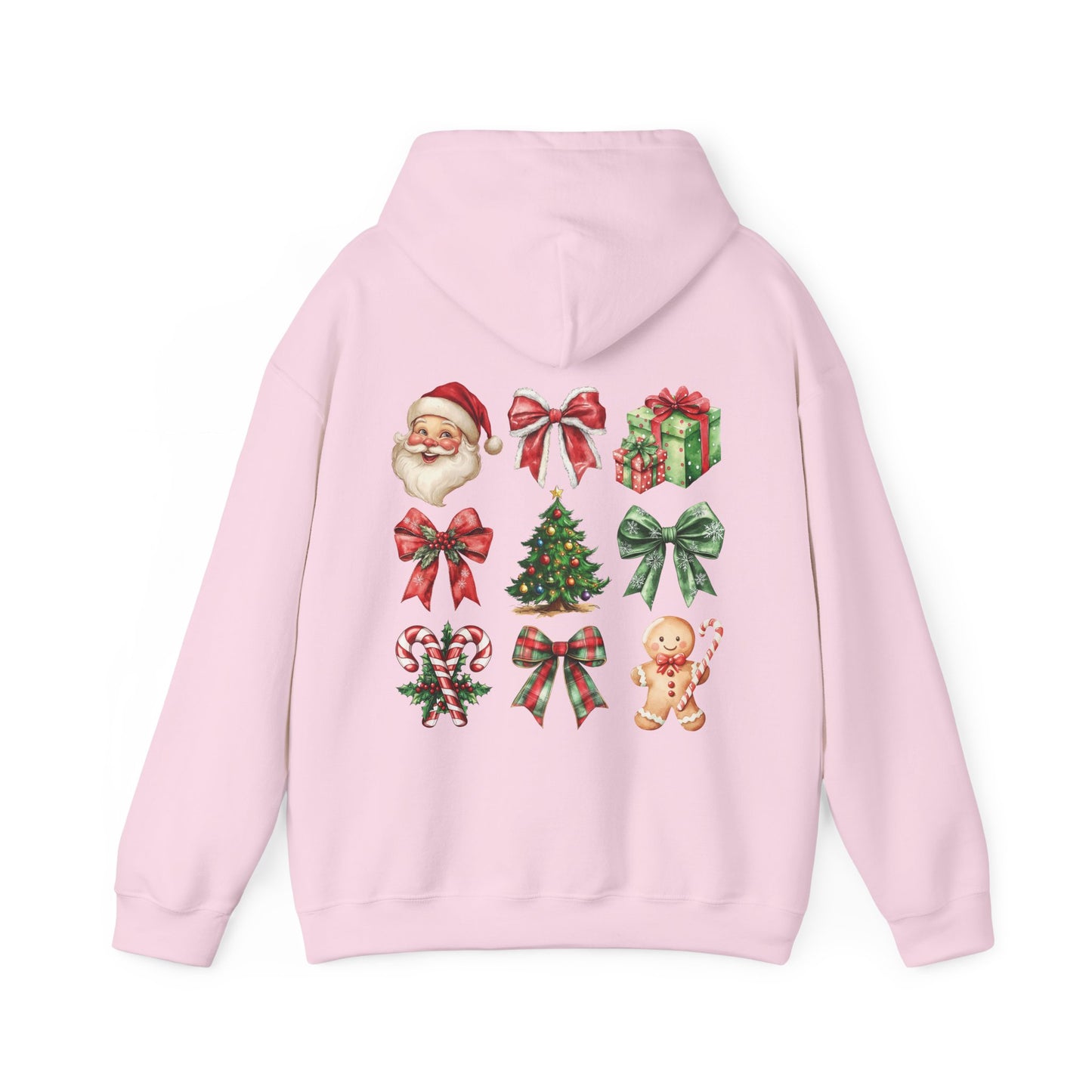 Christmas and bows ,  Unisex Heavy Blend™ Hooded Sweatshirt (no sleeve arm design)