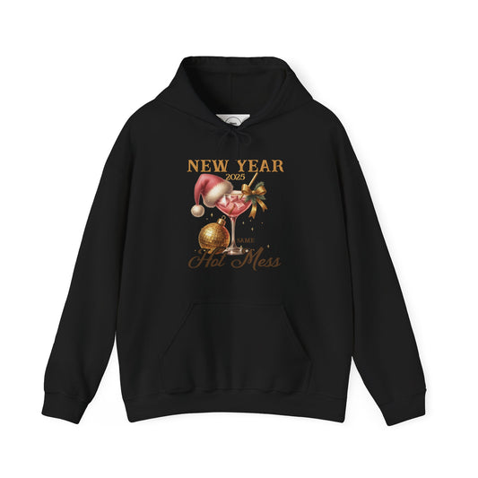 New year, same hot mess, Unisex Heavy Blend™ Hooded Sweatshirt (no sleeve arm design)