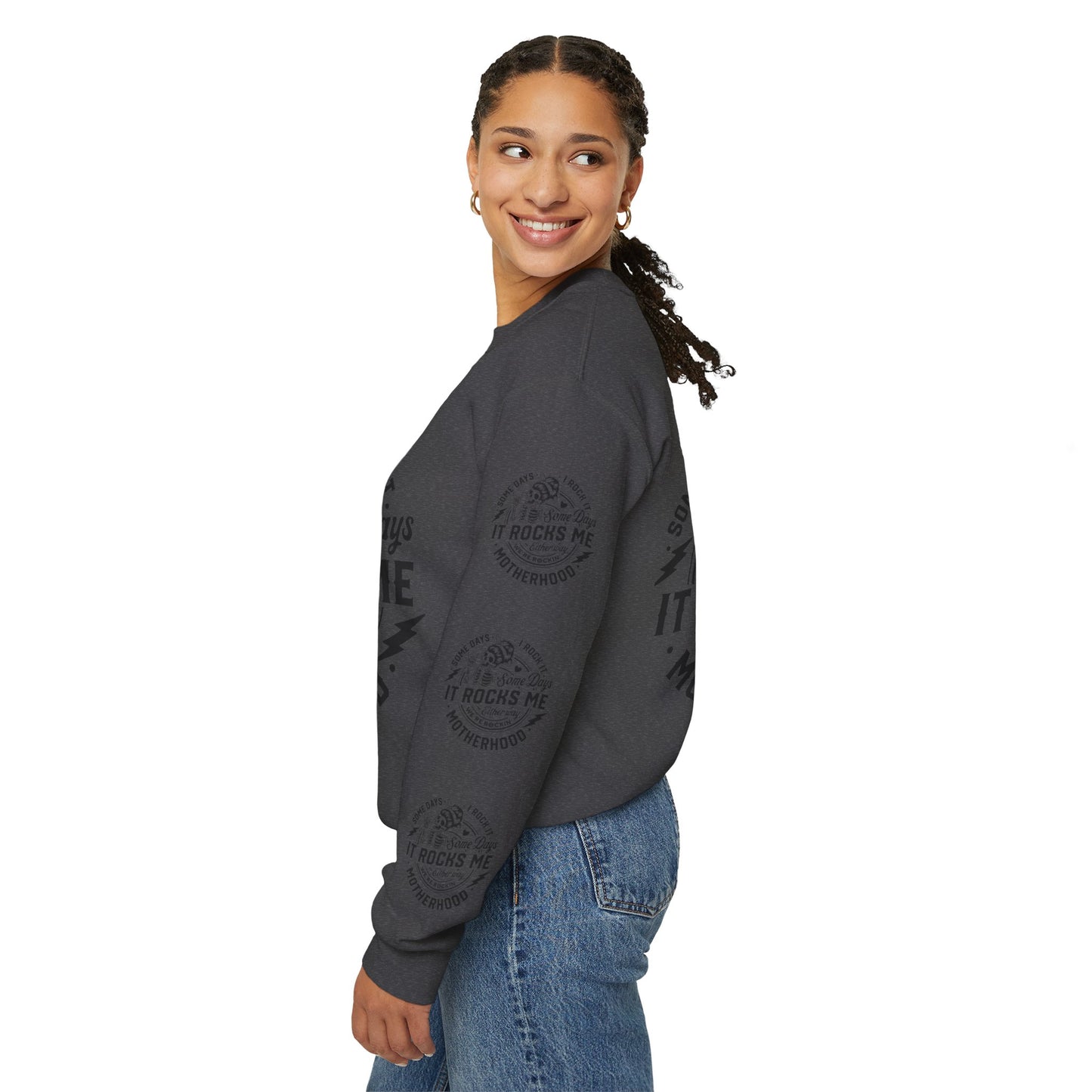 Rocking motherhood, ™ Crewneck Sweatshirt ( side arm design)