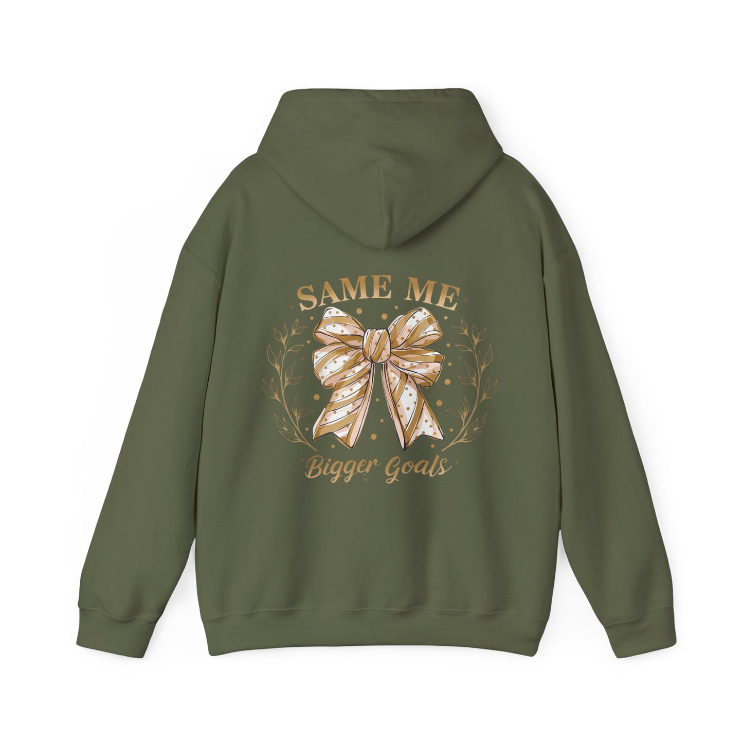 Same me, bigger goals, Unisex Heavy Blend™ Hooded Sweatshirt (no sleeve arm design)