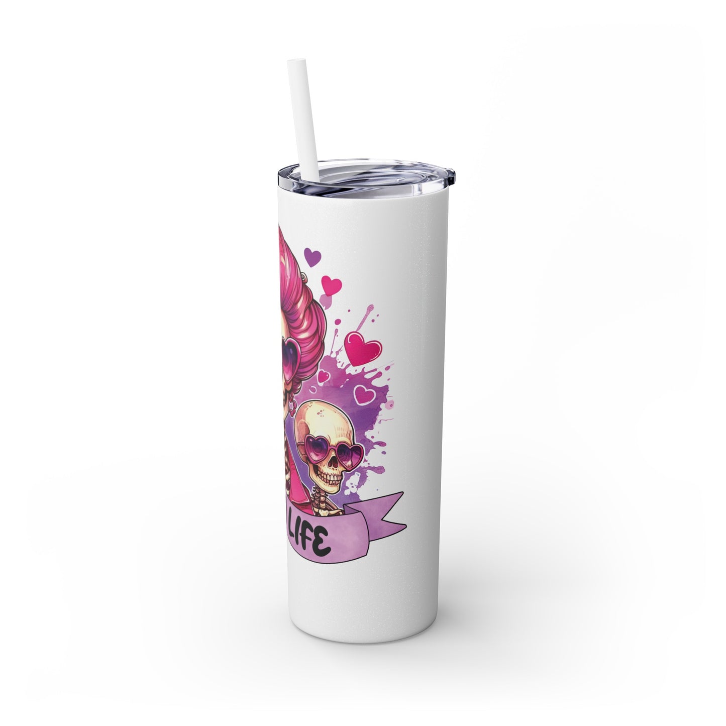 Mom life, Skinny Tumbler with Straw, 20oz