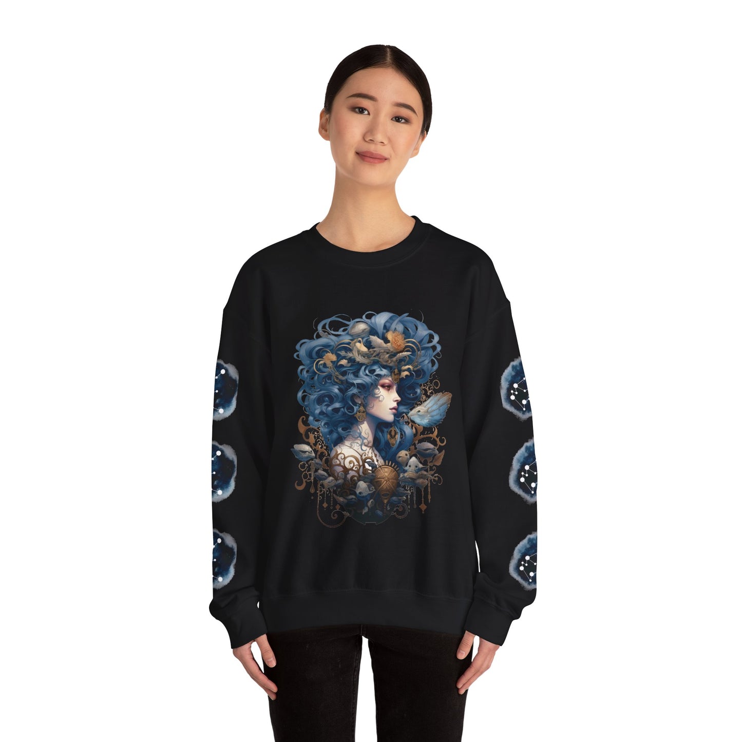 Aquarius , ™ Crewneck Sweatshirt ( side arm design)