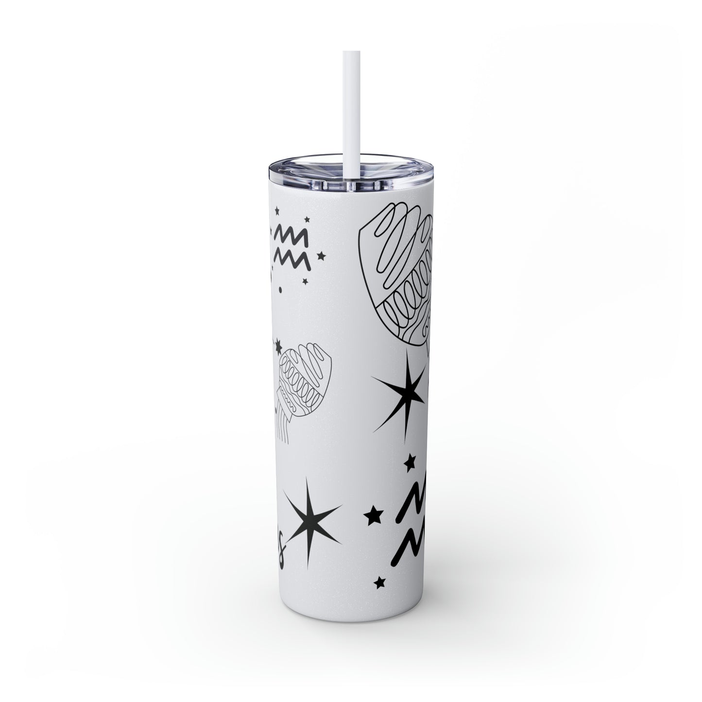 Aquarius, Skinny Tumbler with Straw, 20oz