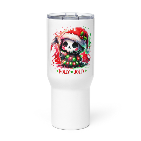 Holly jolly Travel mug with a handle