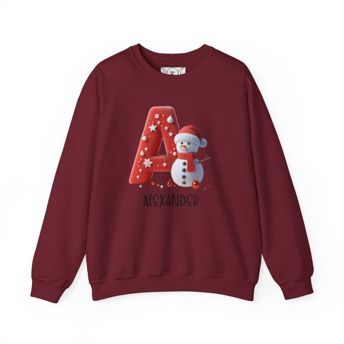 Personalized A-Z snowman, Unisex Heavy Blend™ Crewneck Sweatshirt